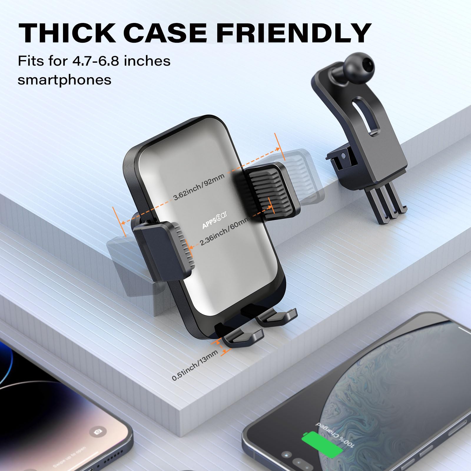 Apps2Car Phone Mount Holder For Tesla Air Vent Clip Car Phone Holder For Tesla Model 3 Model Y Compatible With Iphone, Samsung, And All Smartphones