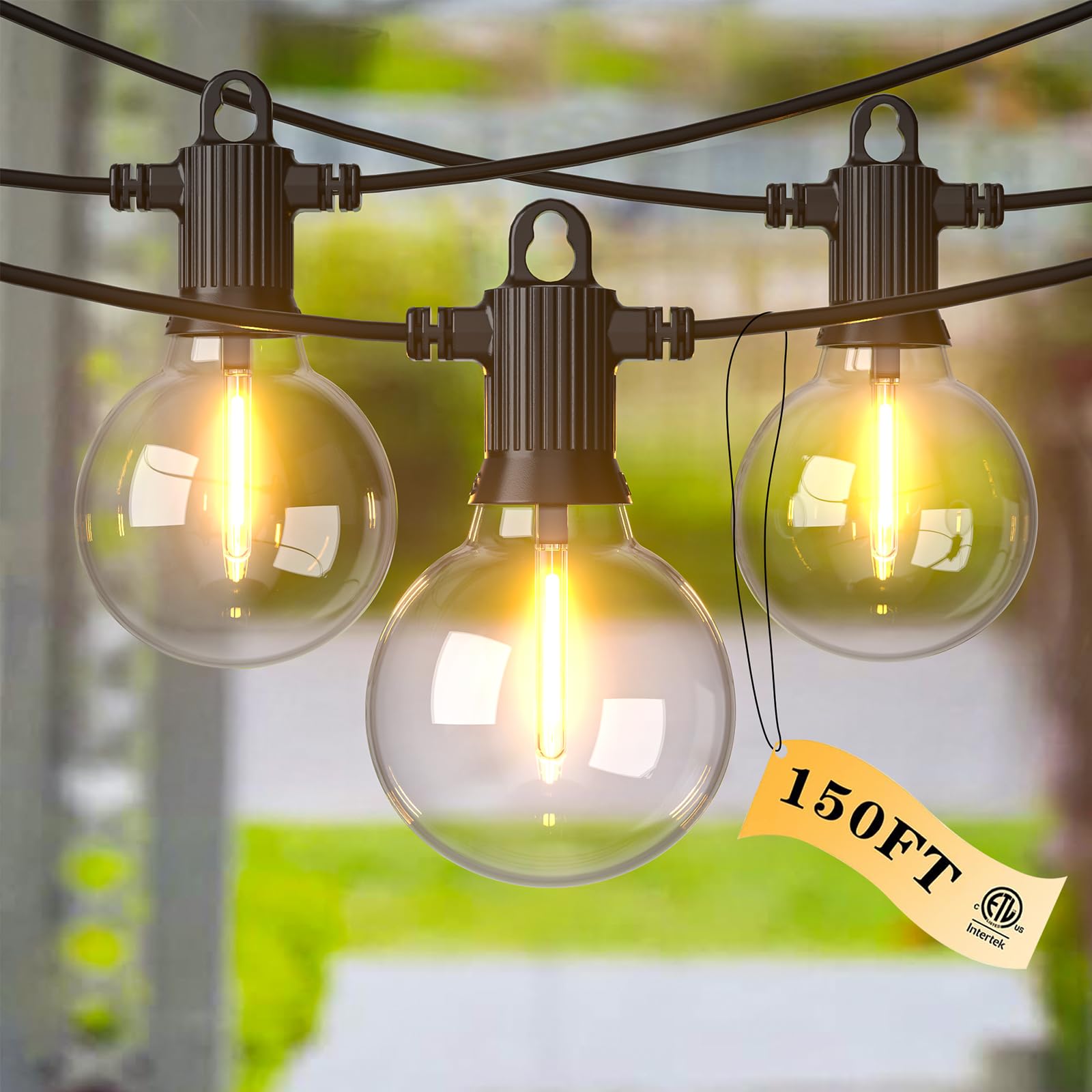 Kawaya String Lights For Outside,150Ft Led Outdoor String Lights Waterproof Patio Lights With 72+3 Shatterproof Edison Globe Bulbs, Connectable Hanging Lights For Balcony Bistro Backyard Porch