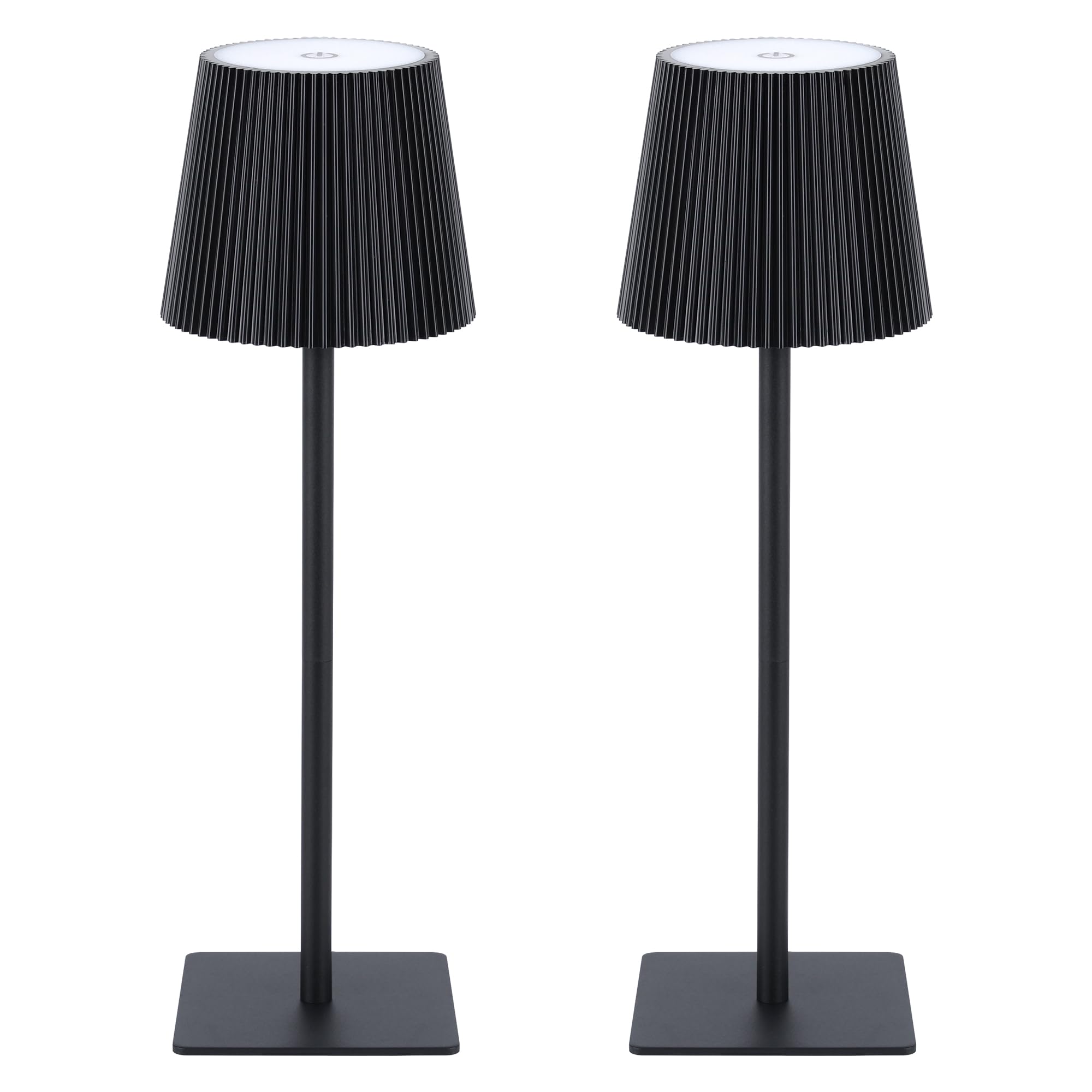 Lutec 2 Pack Cordless Table Lamp,6000Mah Rechargeable Battery Operated Desk Lamp,Two Adjustable Heights,Waterproof, Touch Control & 3 Color Stepless Dimming For Restaurant/Bedroom/Bars/Outdoor (Black)