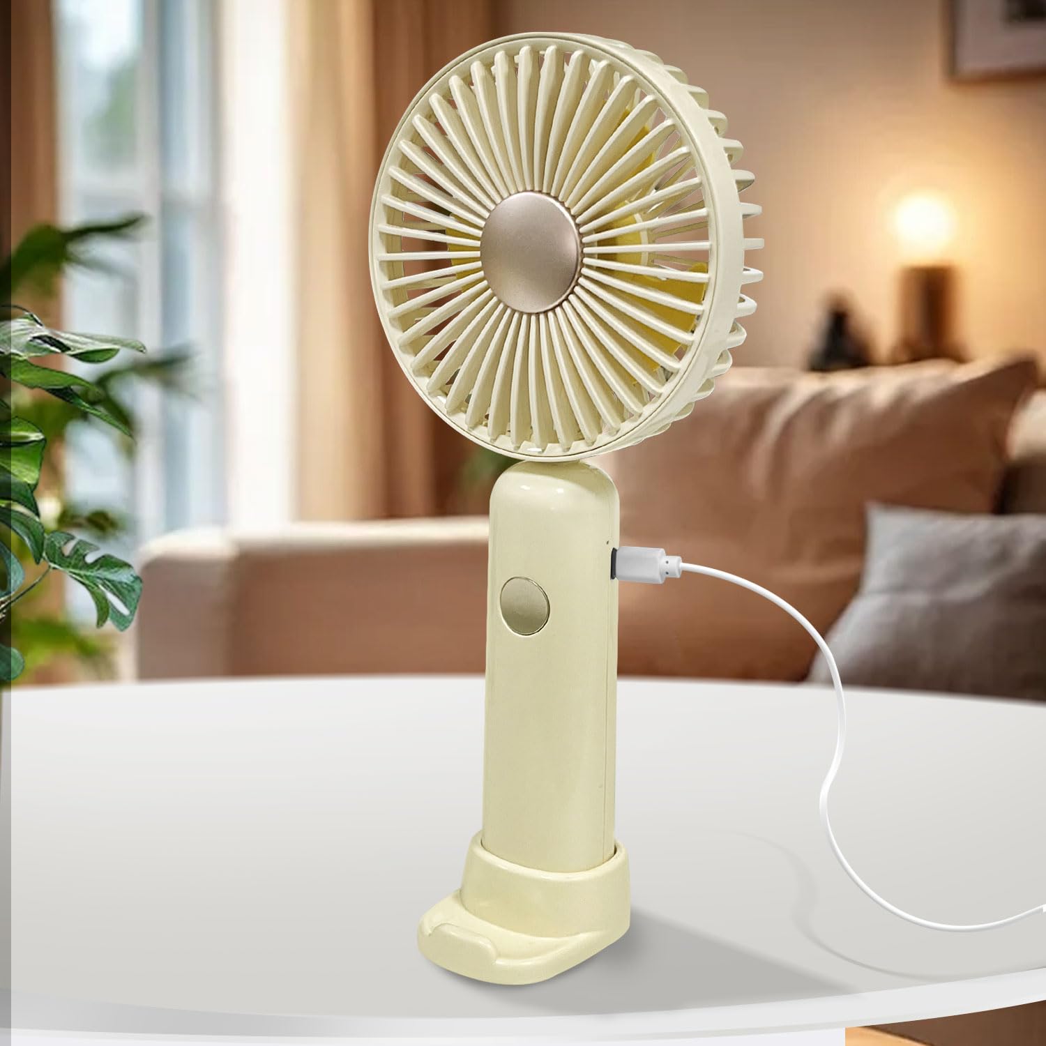 Handheld Fan, 6 Speed Personal Handheld And Desktop With Base, Lightweight Usb Rechargeable