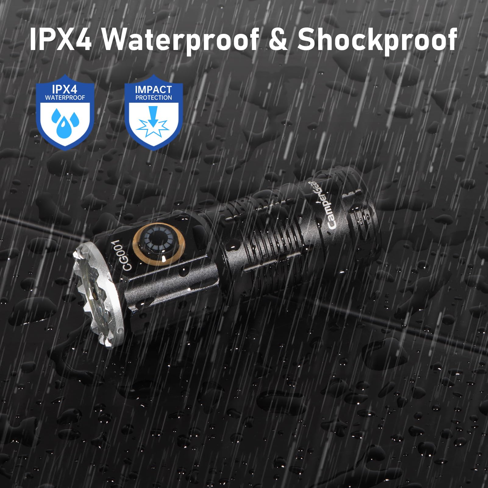 Campergear Led Rechargeable Mini Flashlight, 3800 High Lumens Super Bright Small Torch Tactical Flash Light For Outdoor And Edc, Battery Included