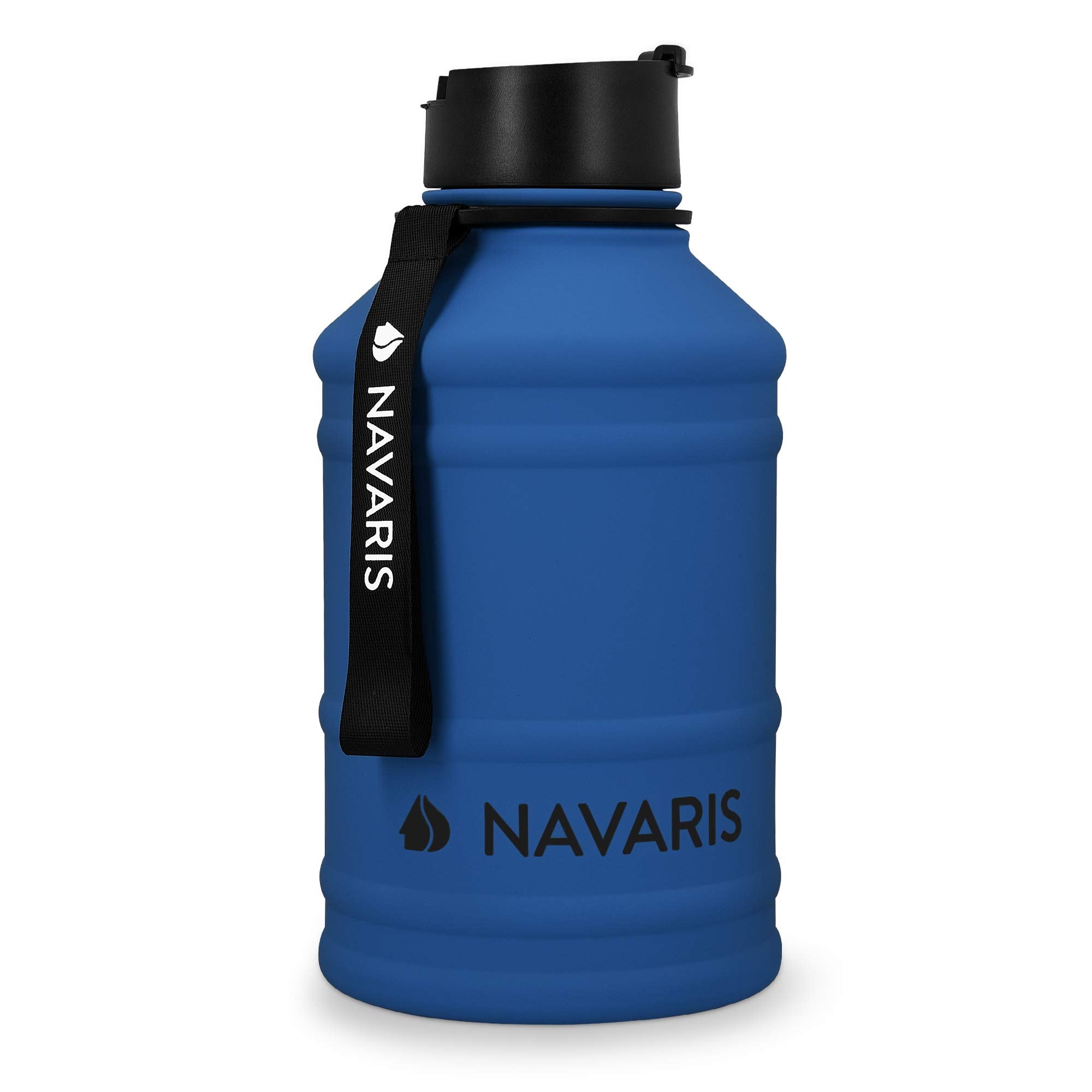 Navaris Stainless Steel Water Bottle - Single-Walled 75Oz (2.2L) Big Metal Drinking Bottle