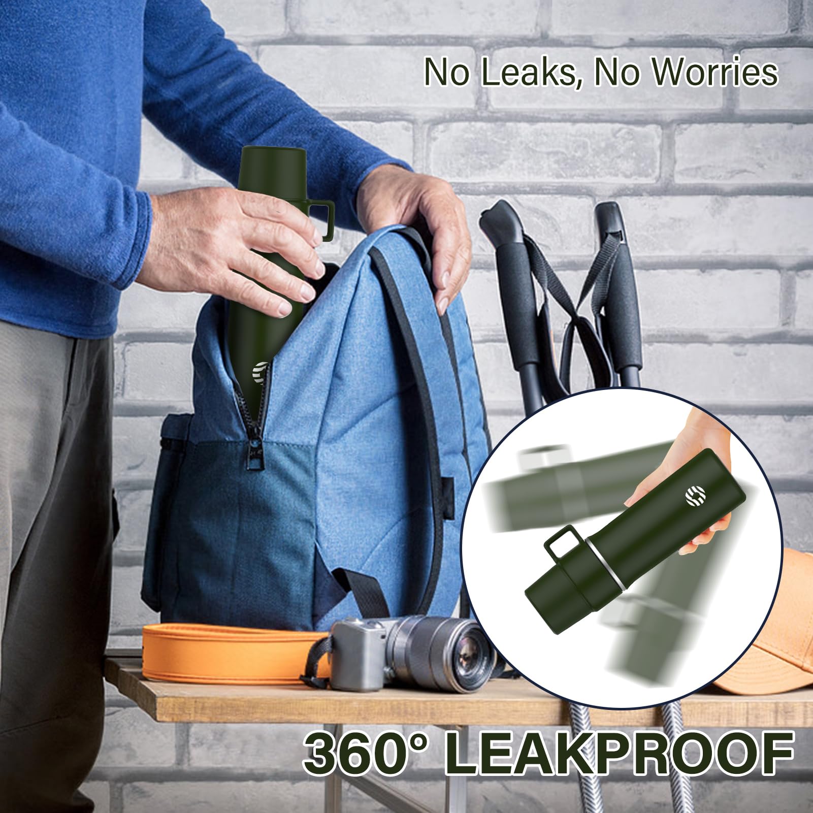 21 Oz Stainless Steel Water Bottle, Thermal Water Bottle With Cup, Insulated Bottle With Handle