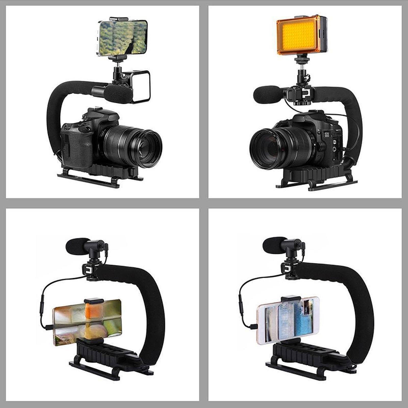 Baotyjie Camera Video Stabilizer,C Shaped Dv Bracket Stabilizer Black,Compatible U/C Shape Portable,Handheld Dv Bracket Stabilizer