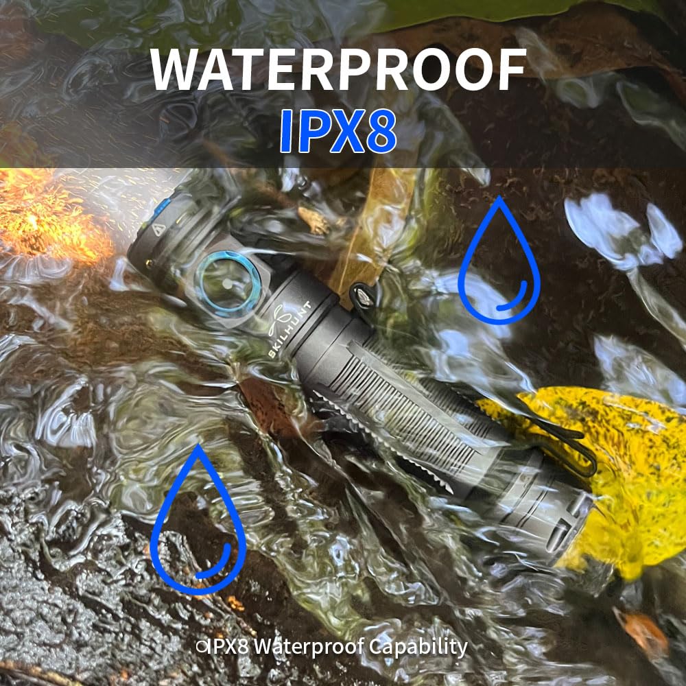 Skilhunt M200 1400 Lumens Bright Magnetic Usb Rechargeable Led Flashlight For Edc, Outdoor, Rescue, Searching, Hiking And Emergency (Black, Neutral White High Cri)