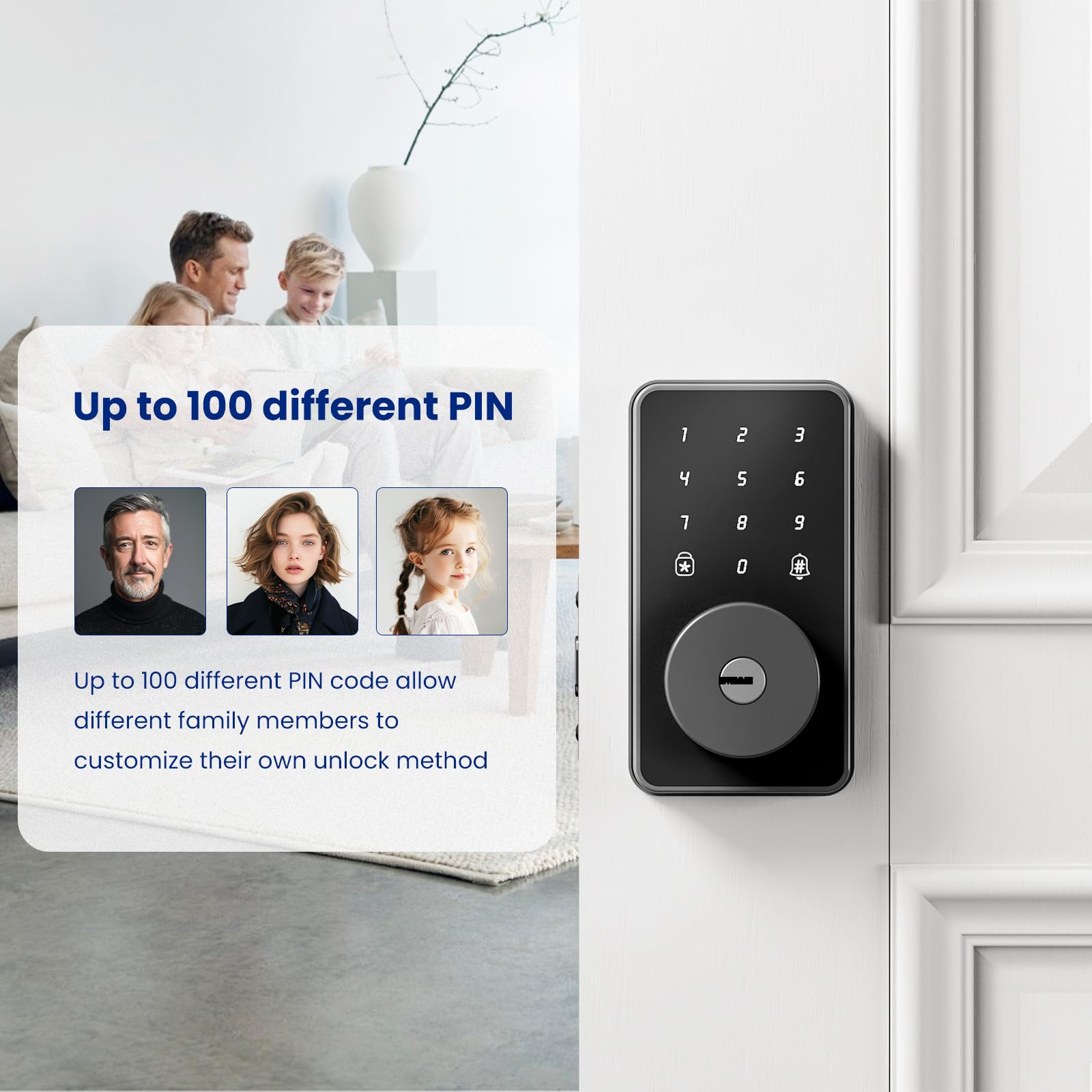 Biquole Keyless Entry Door Lock With Keypad-Electronic Door Lock With Code - Digital Deadbolt Auto Lock No App &Wifi Suitable For Office Front/Exterior Door