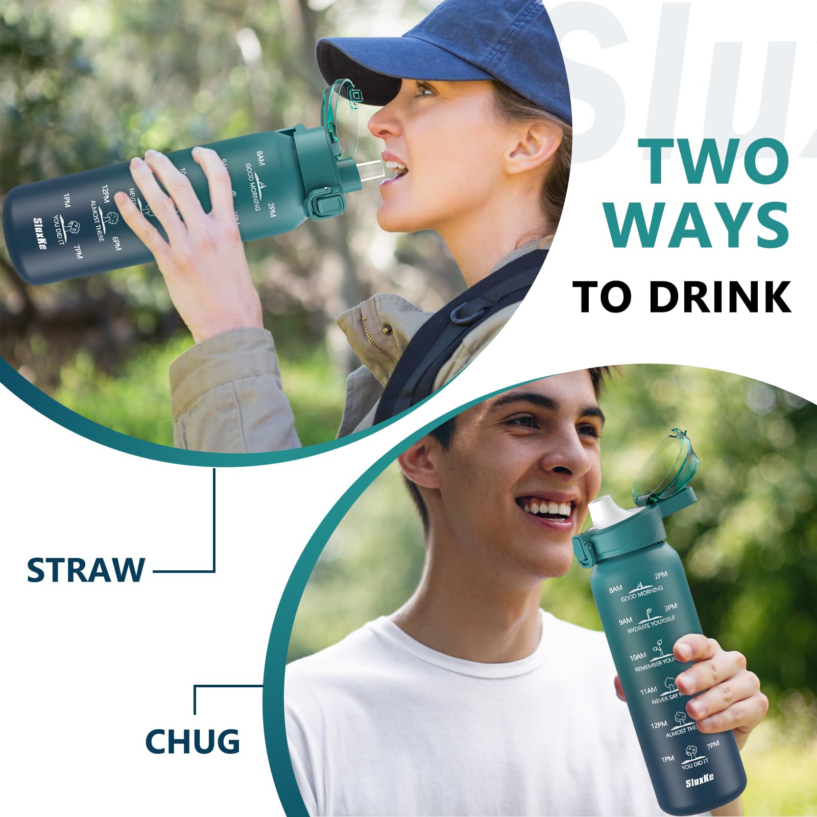 Insulated Water Bottle 32Oz With 2Lids,18/10 Stainless Steel 1000Ml Insulated Water Bottle Double