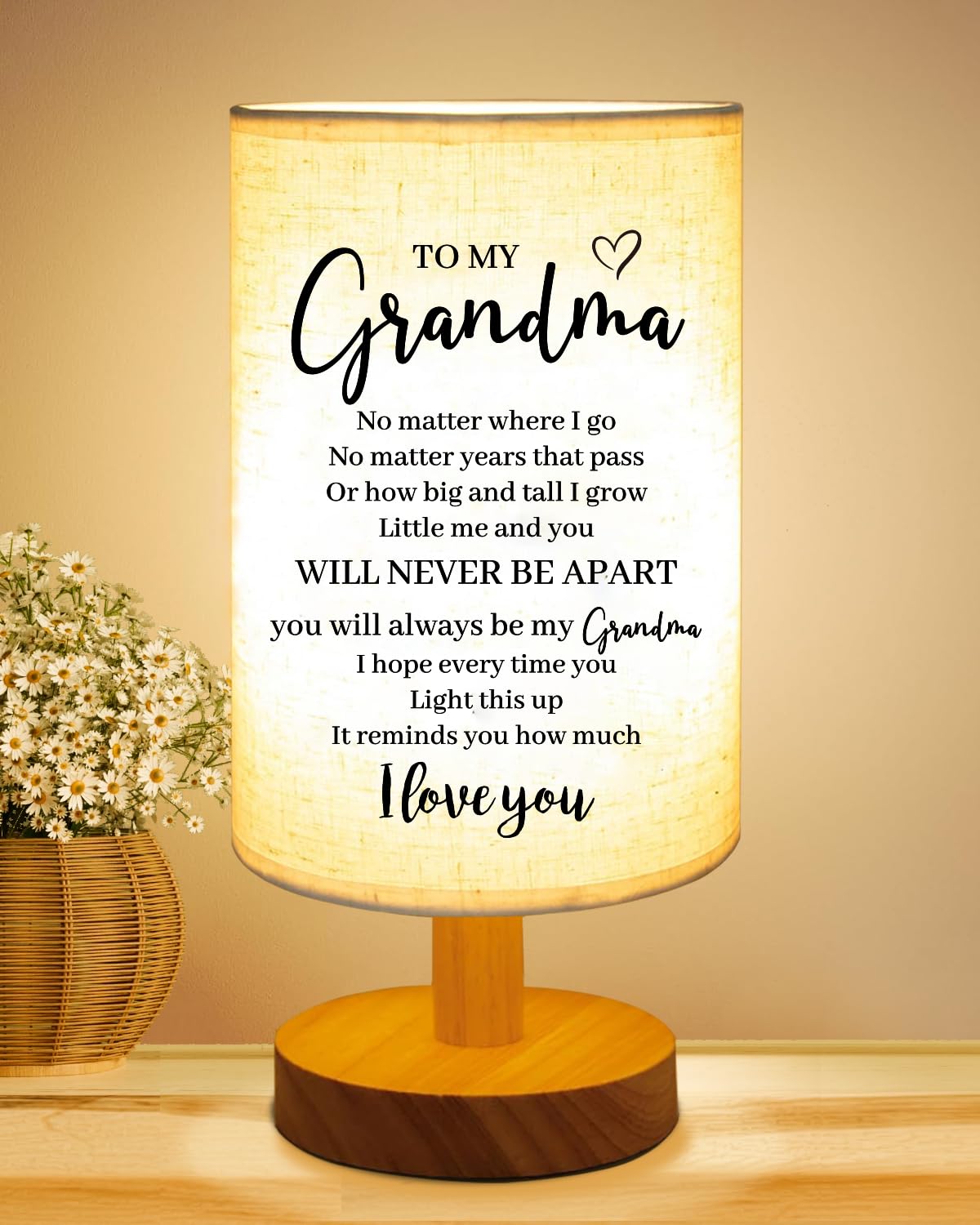 Gorgifty Mothers Day For Grandma From Grandkids, To My Grandma Fabric Table Lamp, Grandma Birthday Christmas , Bedside Table Lamp Presents For Grandma, Nana, Mimi, Gigi