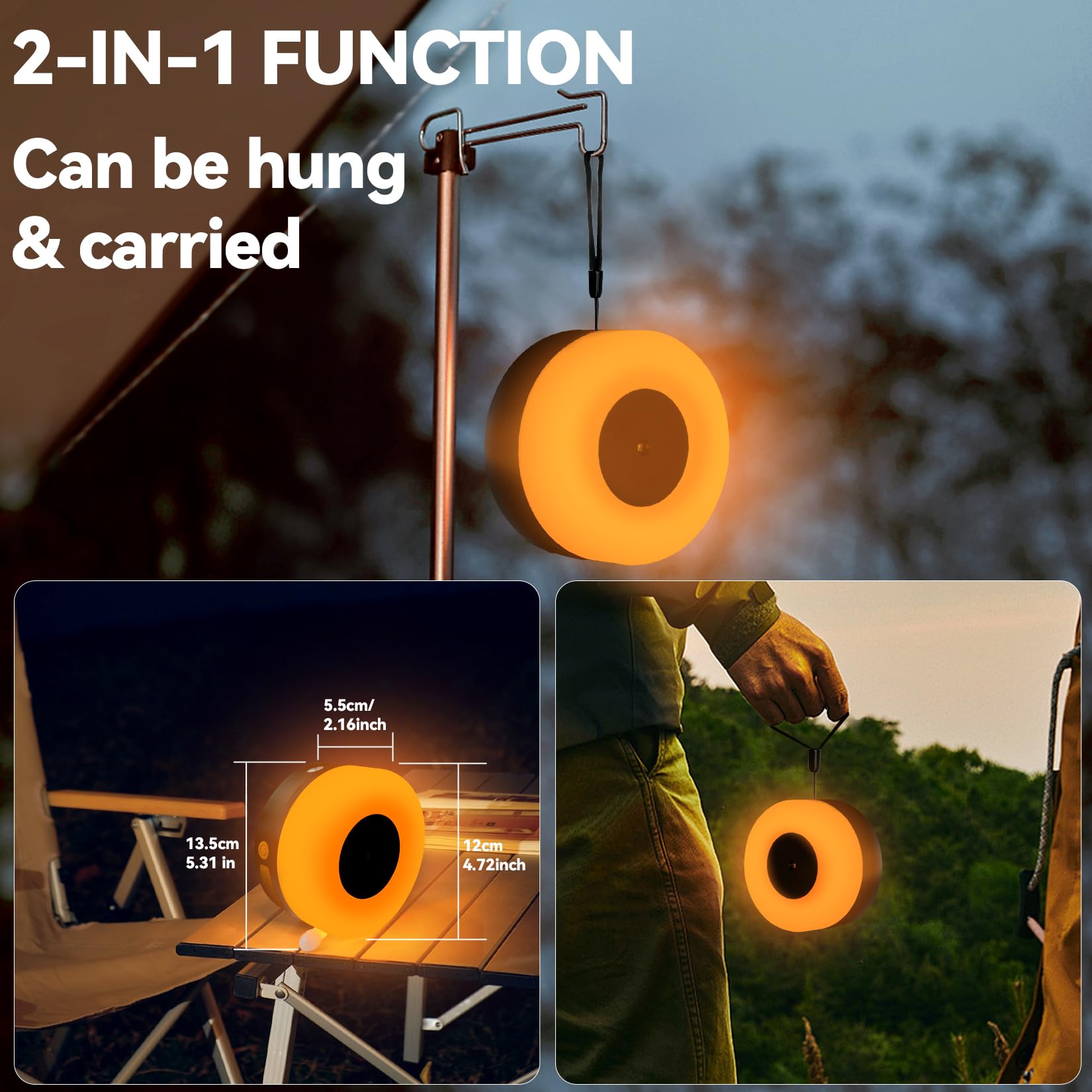 Aoxdwge Solar Camping String Lights Outdoor: 32.8Ft Portable Stowable Camping Tent String Lights With 8 Lighting Modes, 3600Mah Rechargeable Waterproof Camping Lanterns For Hiking, Yard Decorations