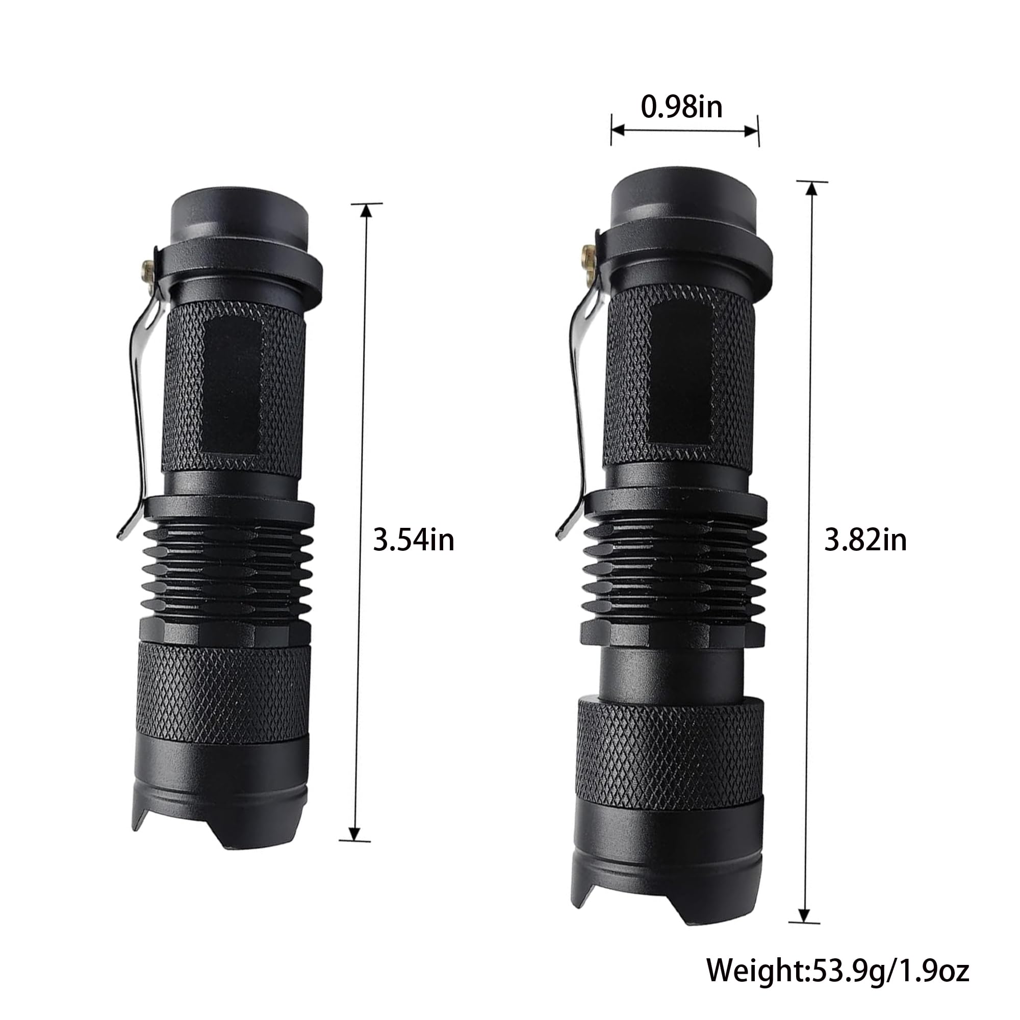 Zyunmall 4 Color Light Single Mode Flashlight: Red Light Flashlight, Green Light Flashlight, Blue Light Flashlight, Cool White Light Flashlight, 4 Pack, Black, Sk68-Wrgb-Flashlight-1Mode-Zy-24-25