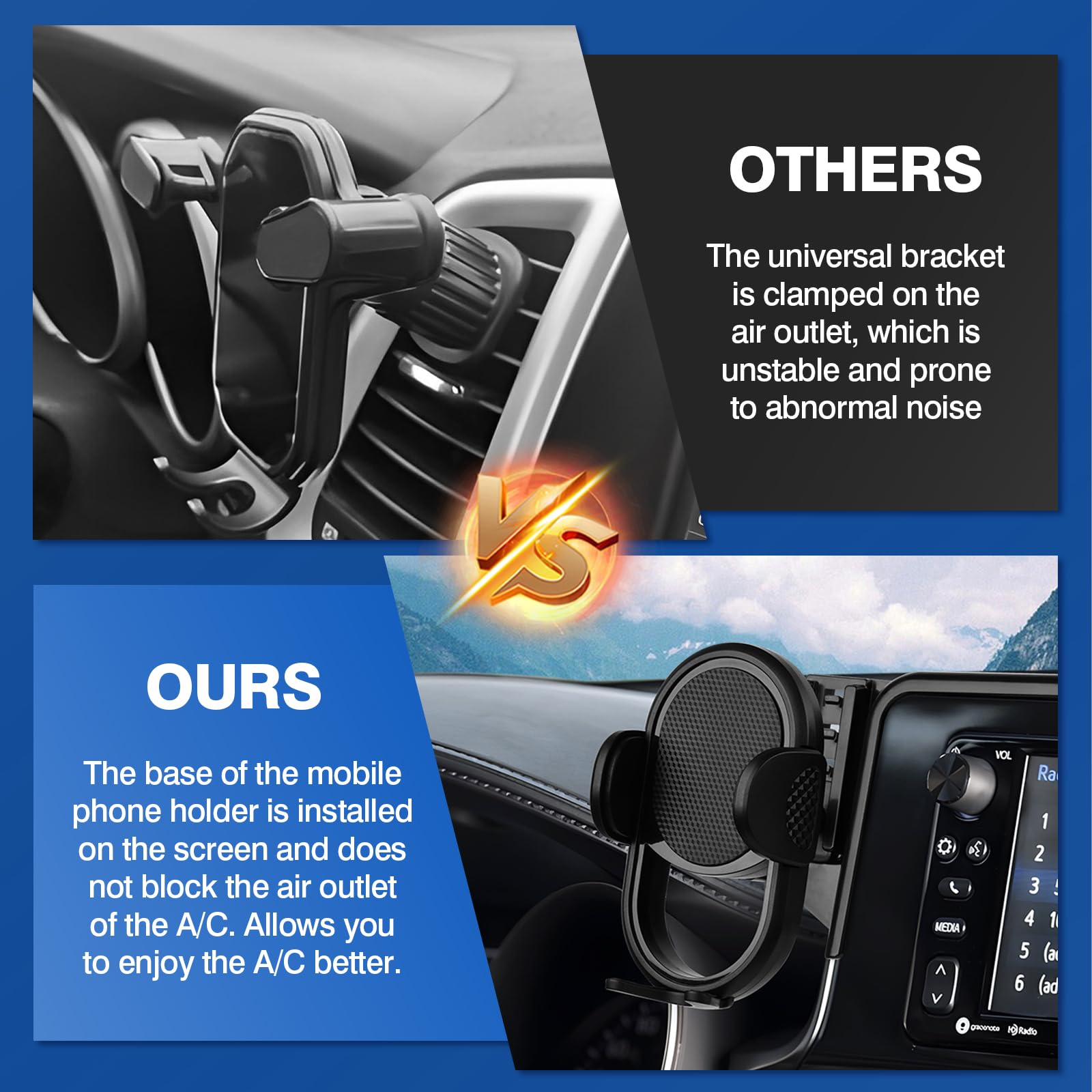 Autorder Car Phone Holder For     Ford Bronco Sport Accessories Phone Mount 8-Inch Screen Cell Phone Automobile Cradles Hands- 360 Degree Rotation