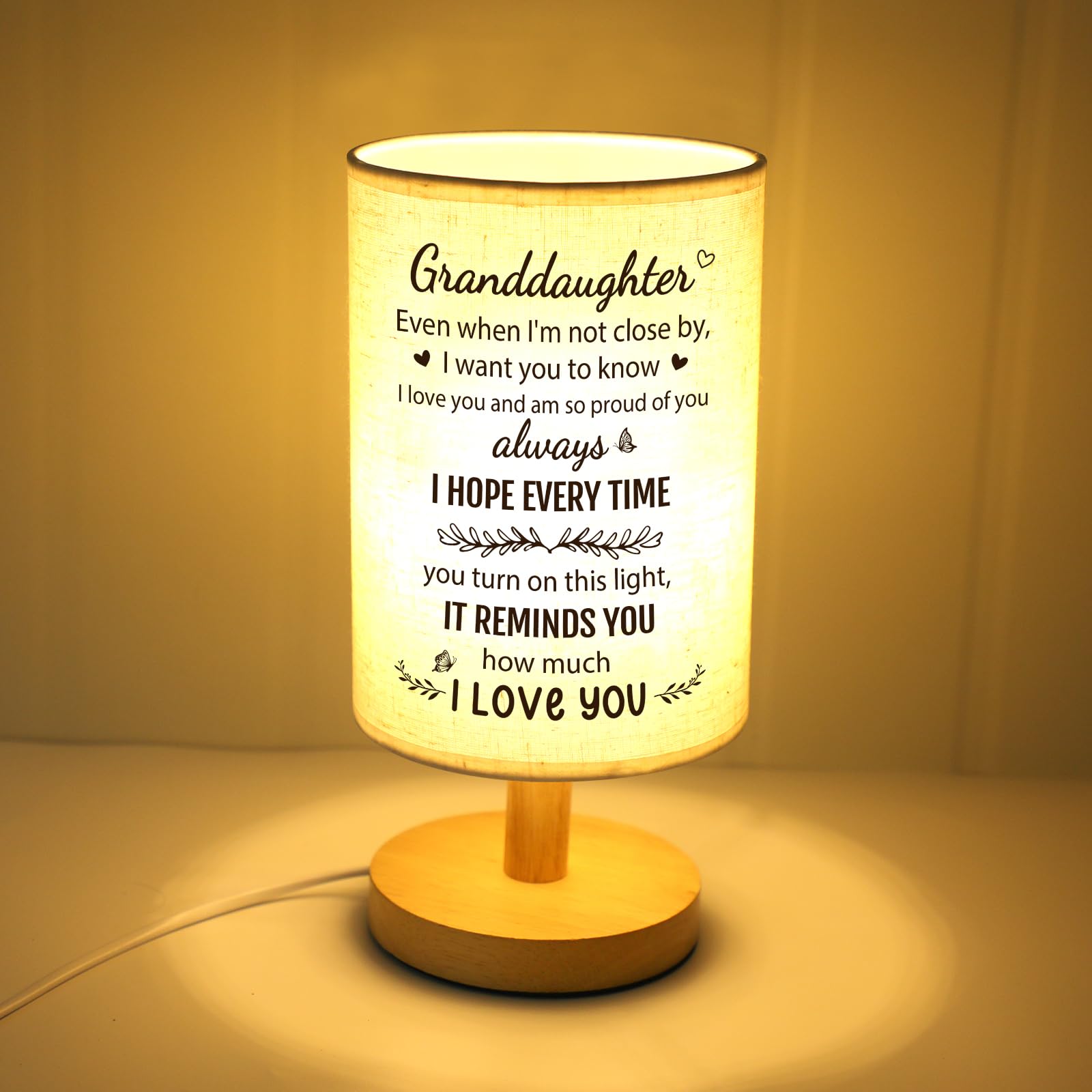 Souhoney Granddaughter From Grandma, Best Birthday For Granddaughter Bedside Table Lamp Light - Christmas For Bedroom Living Room Graduation For Granddaughter