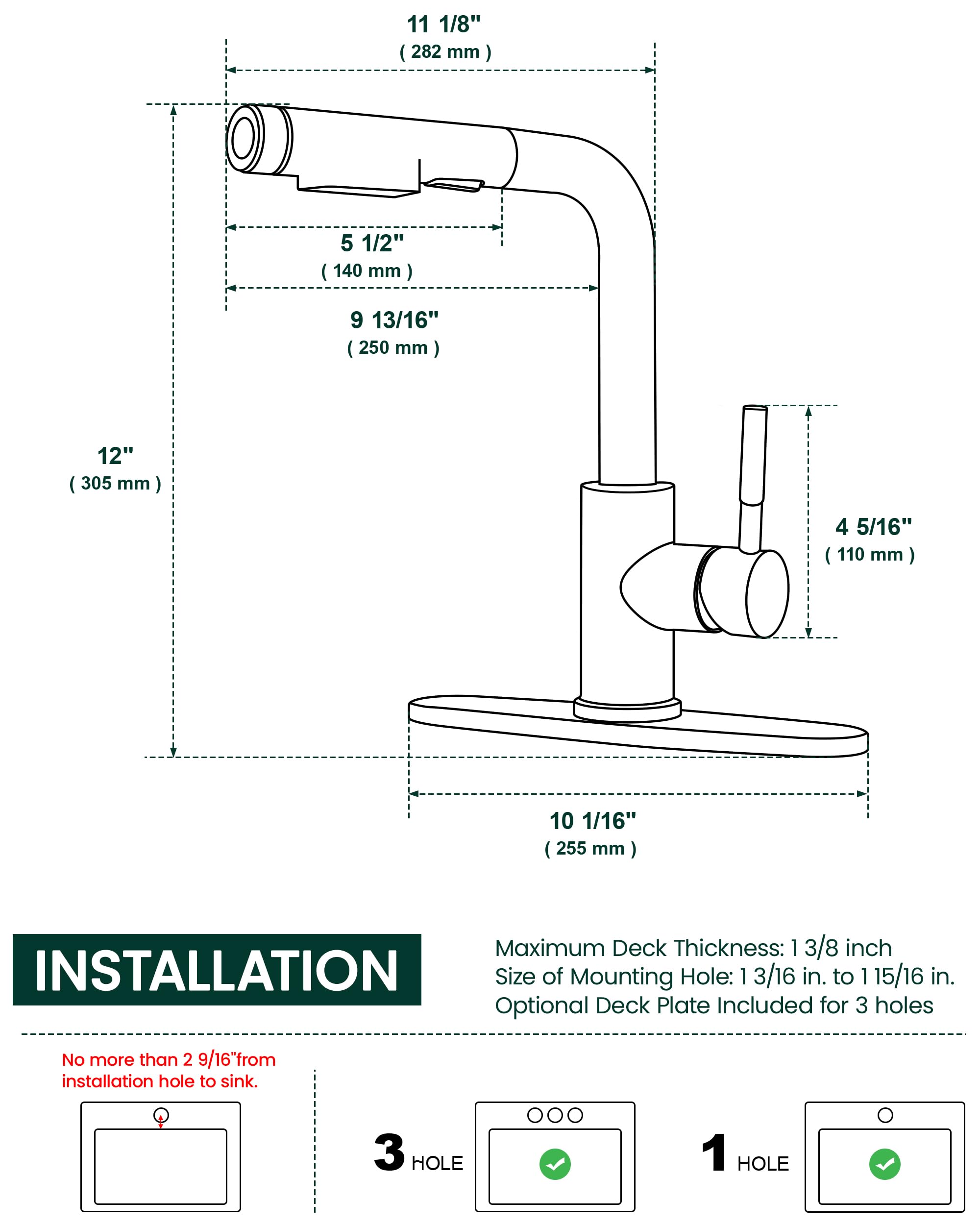 Heisok Kitchen Faucet With Pull Down Sprayer - 3 In 1 Kitchen Sink Faucet, Stainless Steel Filtered Water Faucet Single Lever Drinking Water Faucet For 1 Or 3 Hole, Brushed Nickel