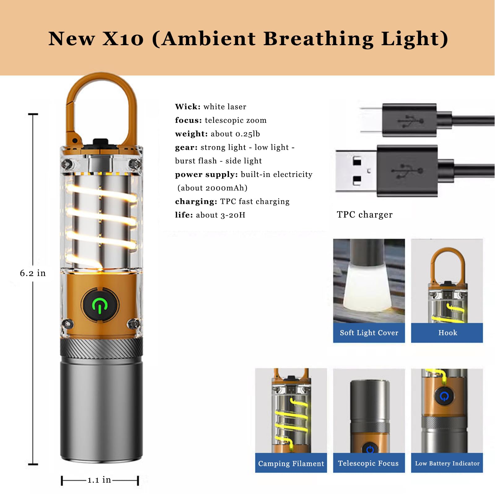 Aijolenly High Power Flashlights, 100000 High Lumen Rechargeable Led Flashlights, 6 Modes, Waterproof And Powerful Flashlights, Suitable For Family Camping And Hiking