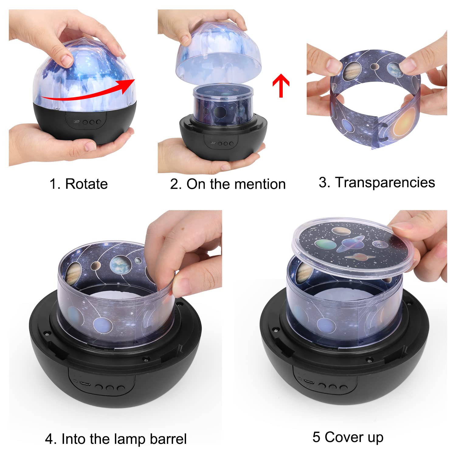 Elmchee Star Night Light For Kids, Universe Night Light Projection Lamp, Romantic Star Sea Birthday  Projector Lamp For Bedroom - 3 Sets Of Film