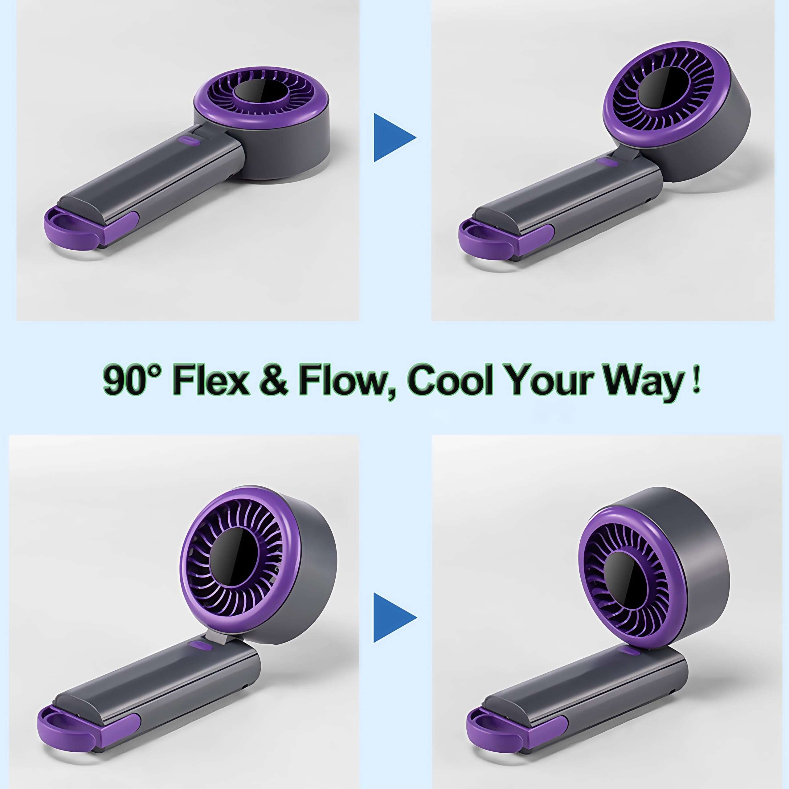 Riipoo Portable Handheld Turbo Fan - 90° Foldable, 100 Speeds & Ultra-Quiet 6000Rpm High Speed Turbo