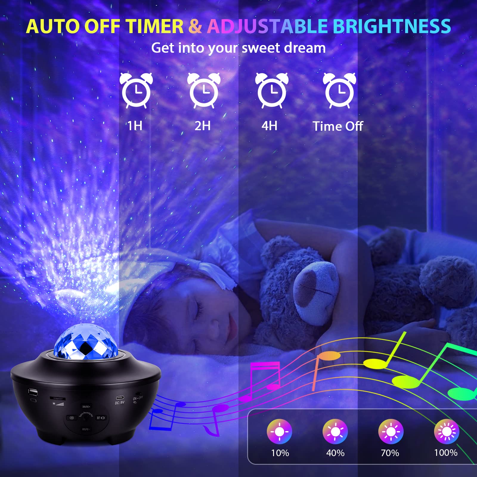 Zamoo Star Projector, Galaxy Projector For Bedroom, Led Night Light Projector With Bluetooth Speaker, Timer, Remote Control, For Kids, Adults, Christmas, Birthday