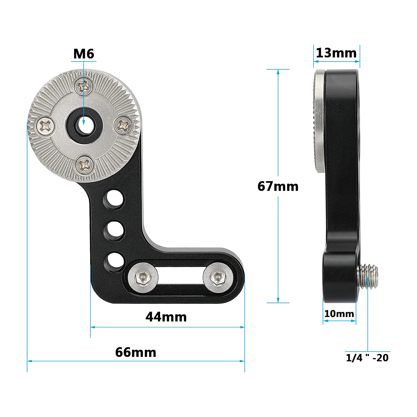 Camvate L Type Rosette Extension Mount M6 Thread Hole Connector With 1/4"-20 Mounting Groove/Points - 3013