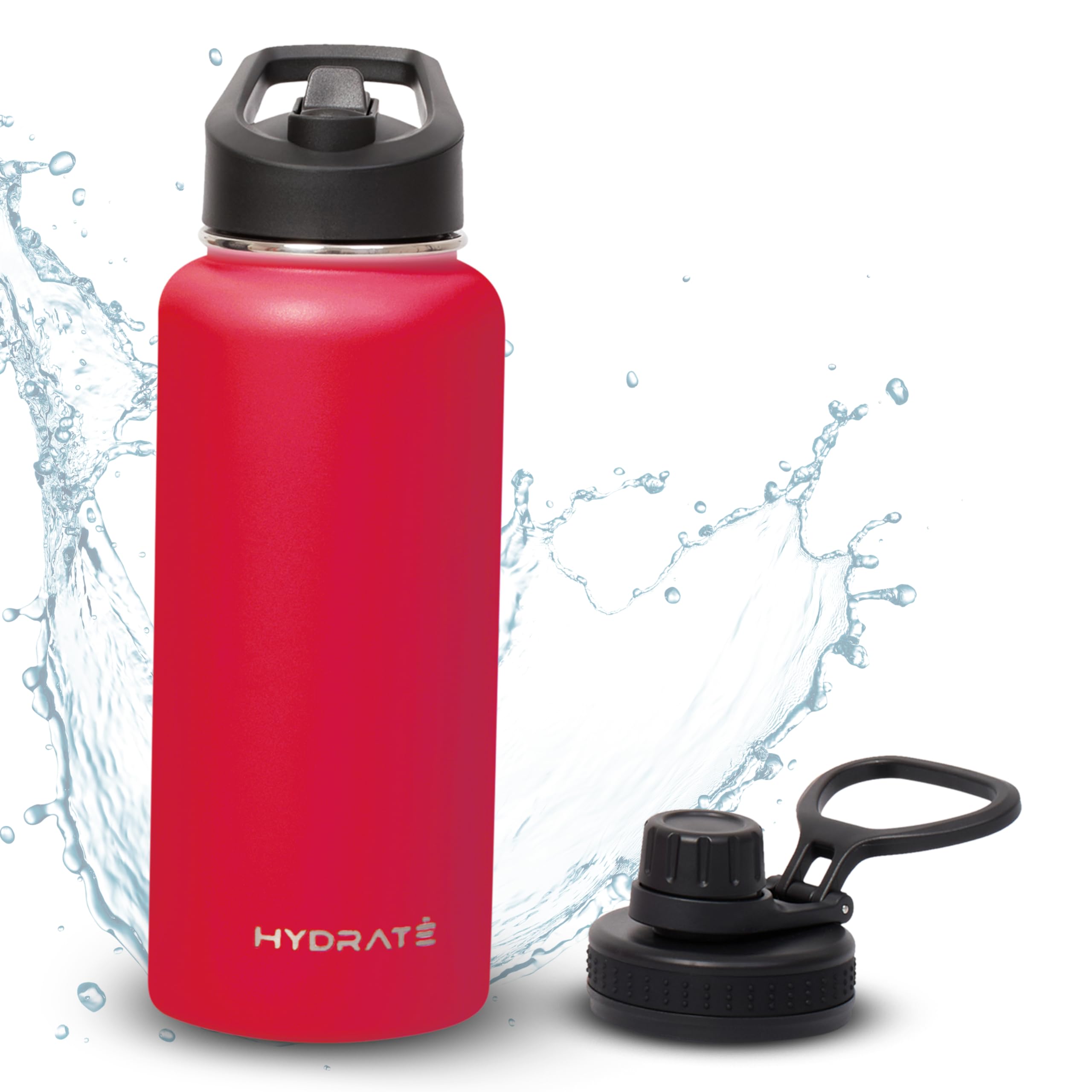 Hydrate 32 Oz Water Bottles Insulated For Hot And Cold Drinks - Leakproof, Flip Cap Metal Tumbler