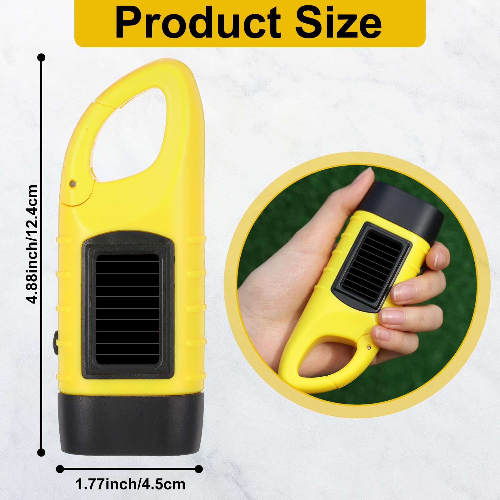 Eknbke Hand Crank Solar Flashlight, Portable Led Survival Flashlight For Camping, Outdoor, Hiking - No Battery Required - Yellow