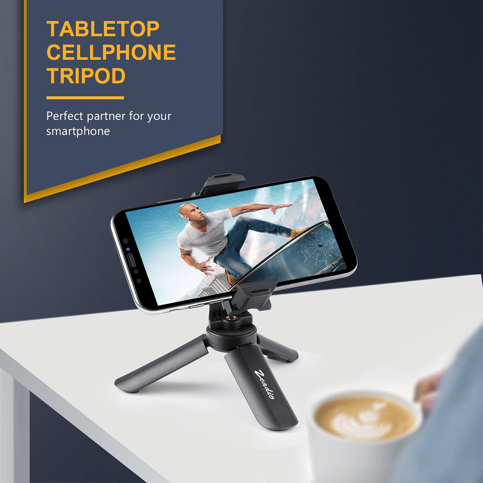 Zeadio Mini Smartphone Tripod, Pocket Desktop Tabletop Stand Tripod For All Phones