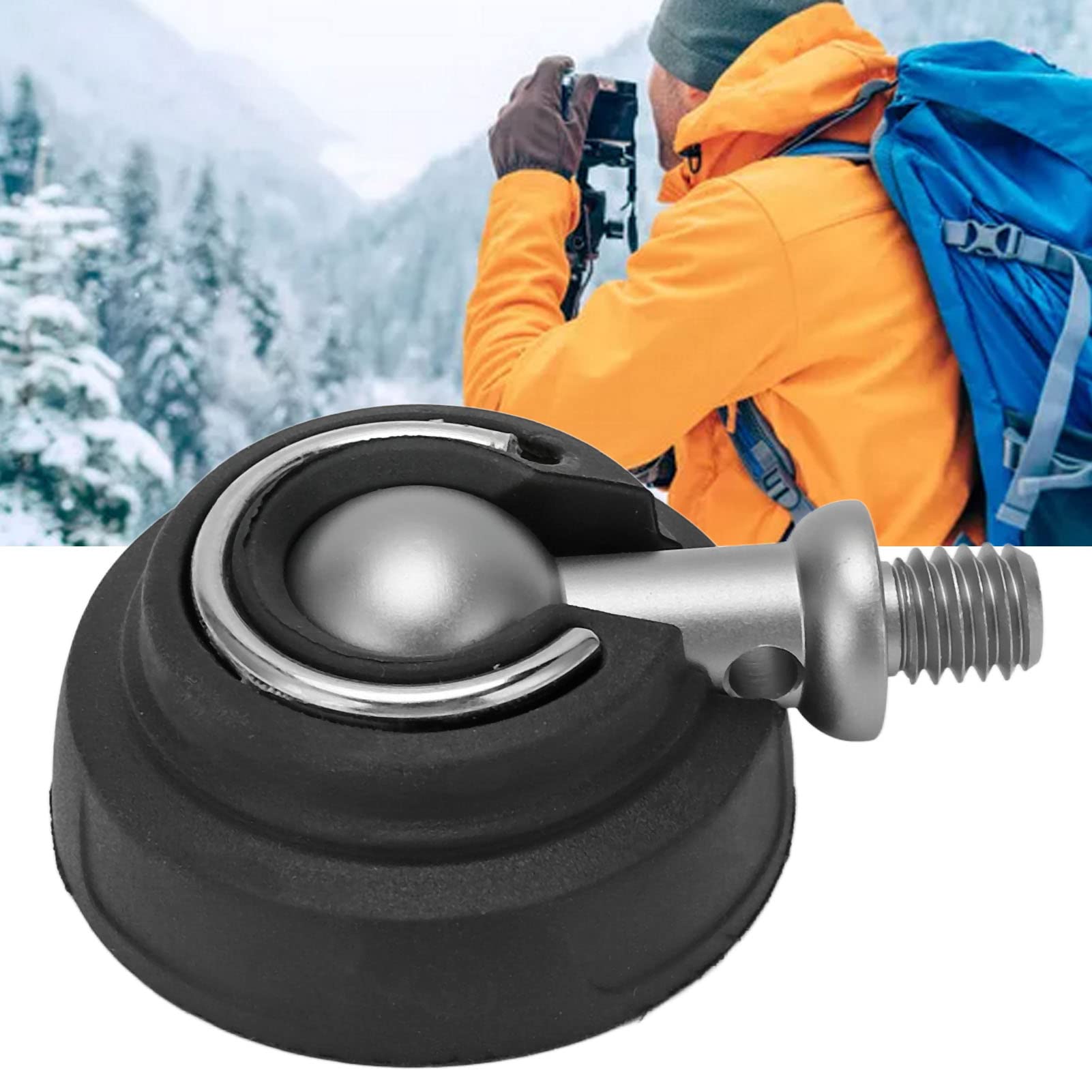 Vbestlife Stainless Steel Rubber Tripod Foot Pad, Non Slip Camera Tripod Foot Replacement, 50Mm Diameter, Ball Head Design, 3/8In Screw Interface