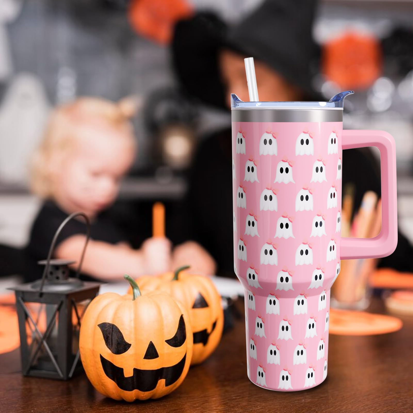 Ghost Halloween For Women Girls, Cute Spooky Stainless Steel Insulated Travel Coffee Cup
