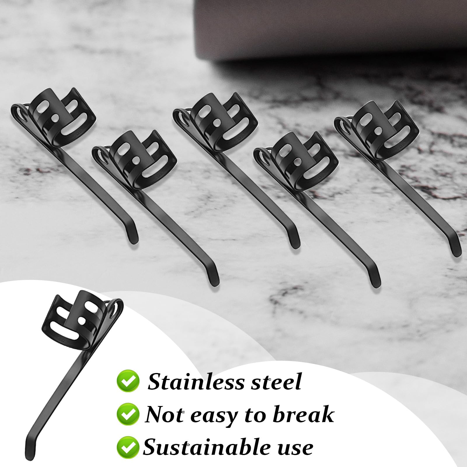 Innohhustle 20 Pieces Flashlight Clip Black Pocket Clip Portable Penlight Replacement Clip Removable Pen Light Accessory Stainless Steel Flashlight Clip Penlight Replacement Parts For Flashlights Keychain Lights