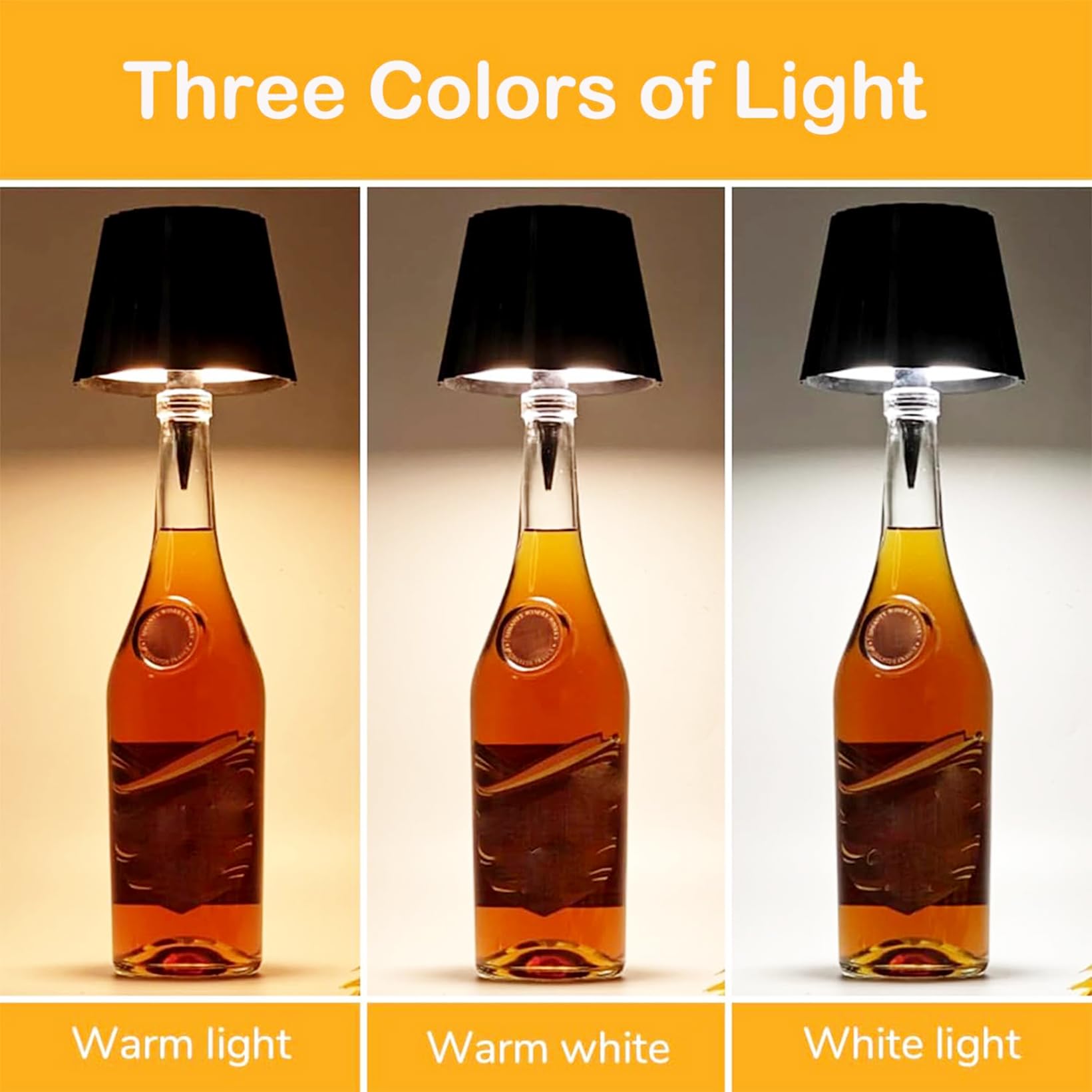 Hopanrel Wireless Bottle Lamp,Rechargeable Led Touch Wine Bottle Lamp, 3 Color Stepless Dimming Desk Lamps,Outdoor Table Lamp For Bedroom,Restaurant
