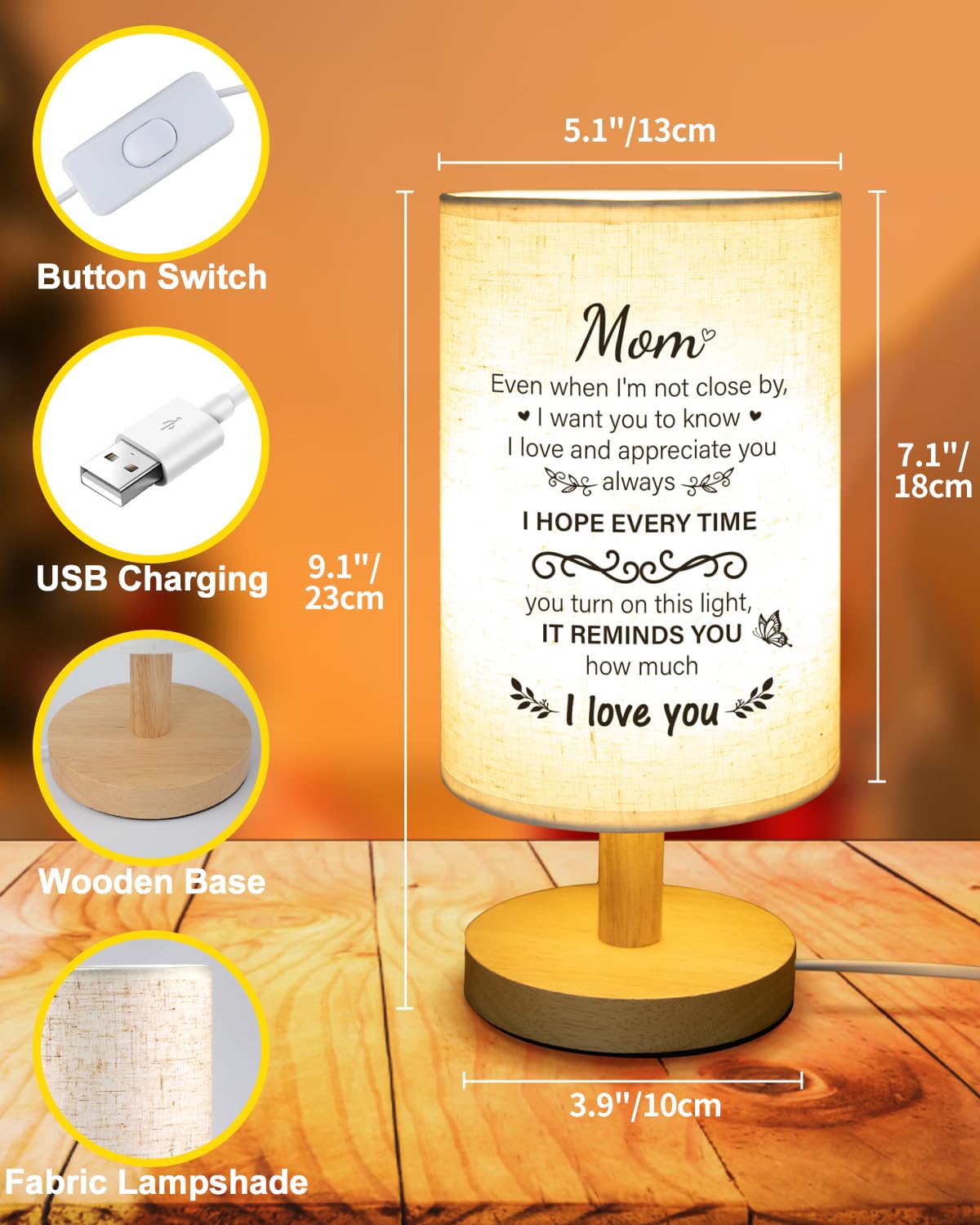 Souhoney Mom Birthday From Daughter Son, Birthday For Mother From Daughter Son, Unique Mothers Day Valentine For Mom, Beautiful Mother Lamp For Home Decoration