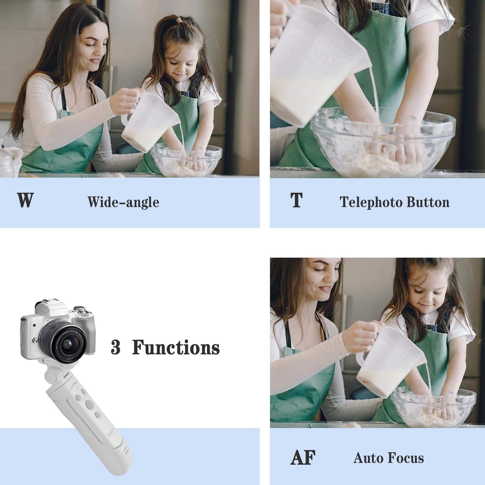 Aodelan Wireless Camera Remote Control Shooting Grip And Tripod (White) With Shutter Release For Canon Eos Rebel Sl3, T7I, T8I, 90D, M50, Eos R, Rp, R5, R6, R6 Ii, Powershot Sx70 Hs, G7 X Iii, G5 X Ii, M6 Ii