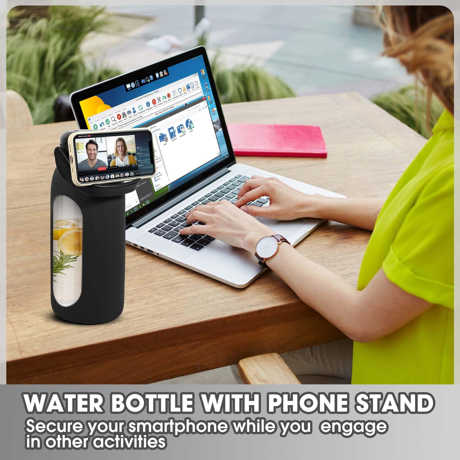 Glass Water Bottles 64 Oz With Time Marker - Half Gallon Water Bottle With Straw Handle