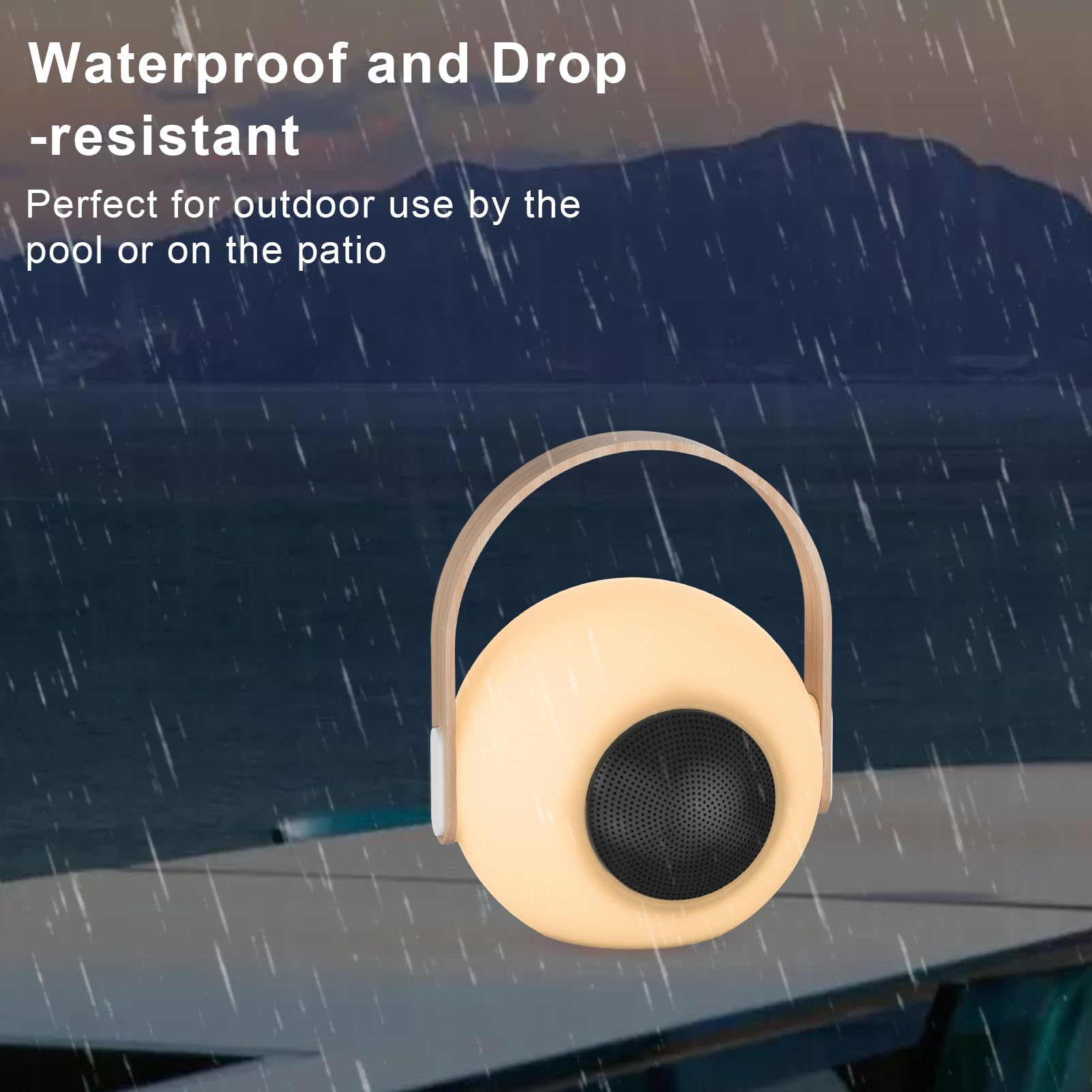 Uuffoo Table Lamp Shower Lamp With Speaker Patio Cordless Outdoor Speaker With Lights Rgb Ip44 Ideal For Patio Pool Party (White B)