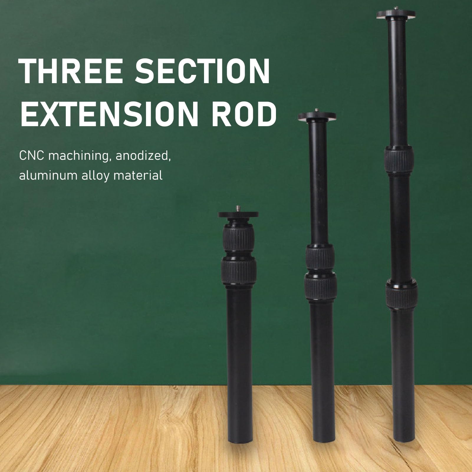 Cyrank Tripod Center Column Extension, 3 Section Camera Mount Extender Telescopic Rod Lightweight Aluminum Alloy Tripod Extension Arm For Camera