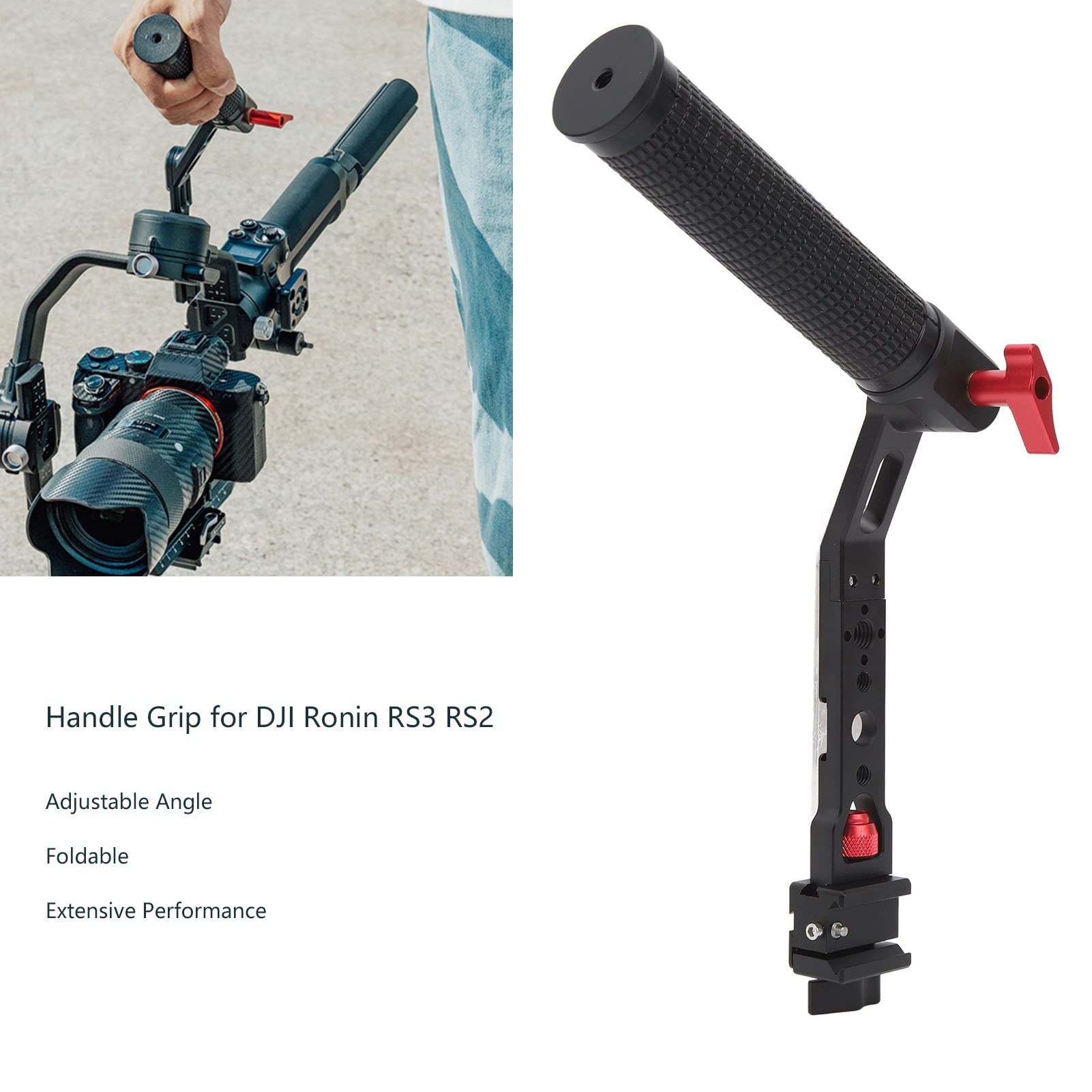 Pilipane Handgrip, Adjust Slinger Handgrip Slinger Handle, Foldable Aluminum Alloy Handle Grip For Ronin Rs Series Stabilizer Accessory