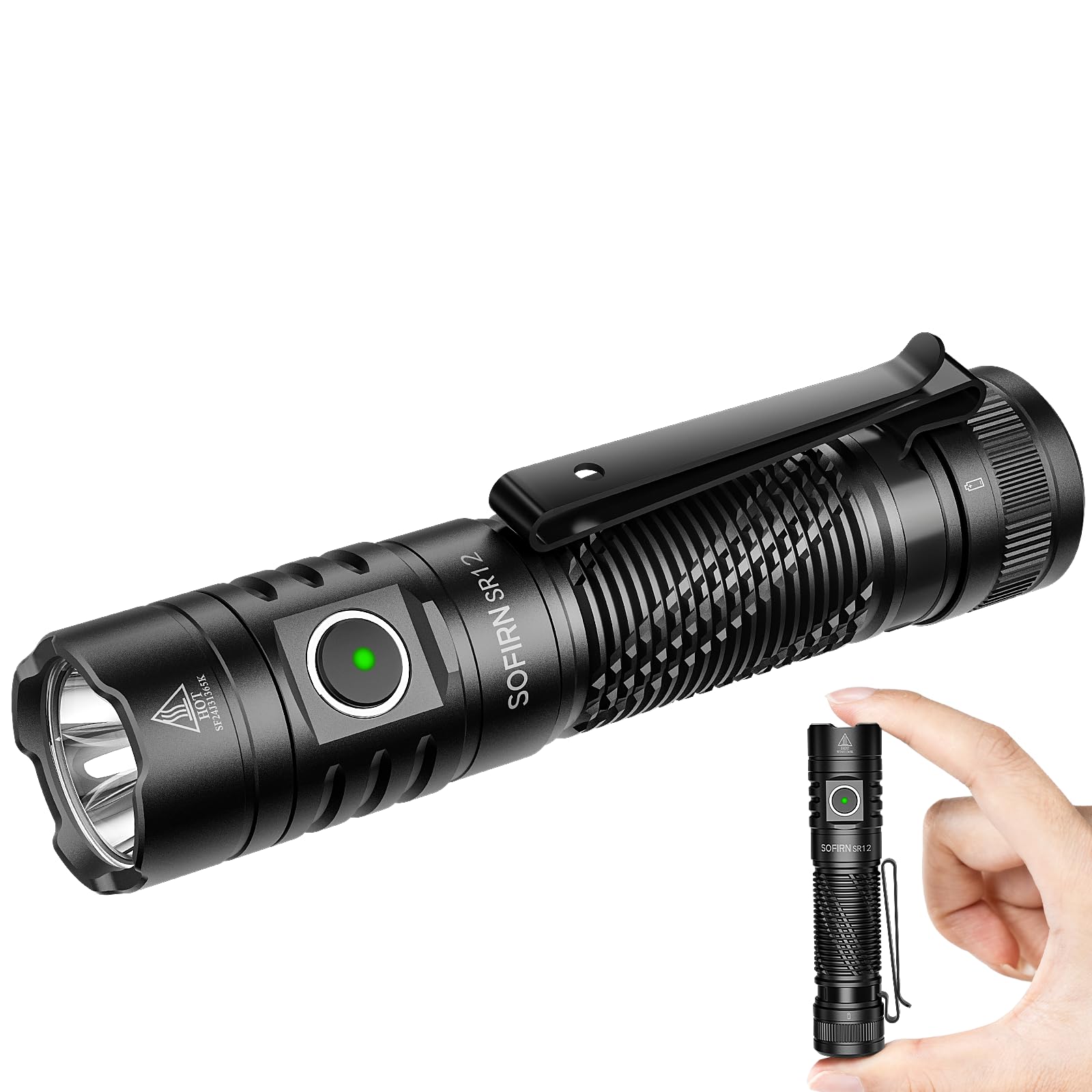 Csteboke Pocket Flashlight Rechargeable Led Light - Sofirn Sr12 Small Flashlights Powerful, Bright Edc Light, 1300Ft Long Throw Magnetic Flashlight High Lumens, Ip68 Waterproof, Simple Ui, Compact For Outdoor