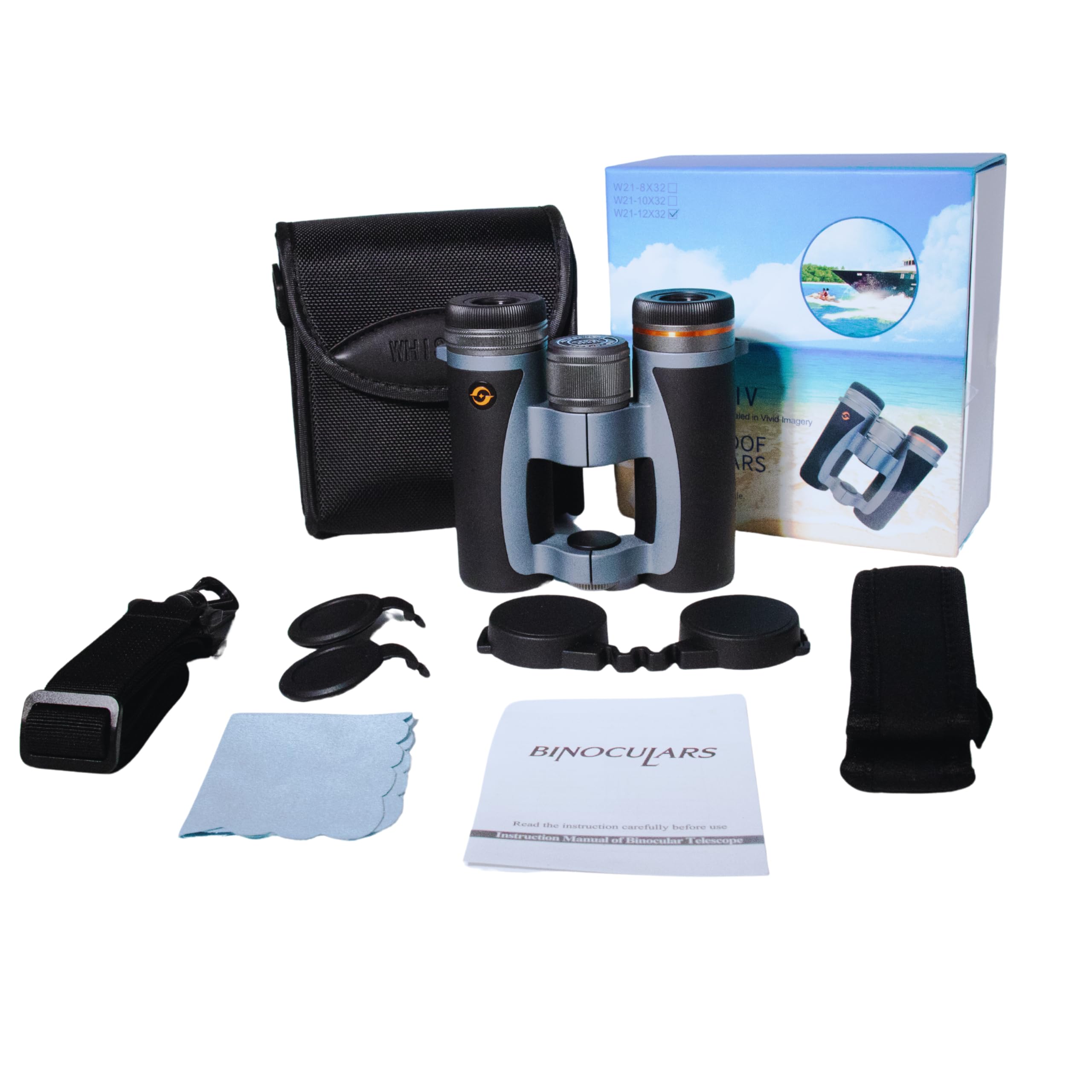 Whisriv 12X32 Compact Binoculars For Adults High Powered, Fmc, Bak-4 Prism, Easy Focuse, Low Light Vision, Waterproof, Shockproof, Fogproof, For Sports, Bird Watching, Concerts, Travel, Cruise