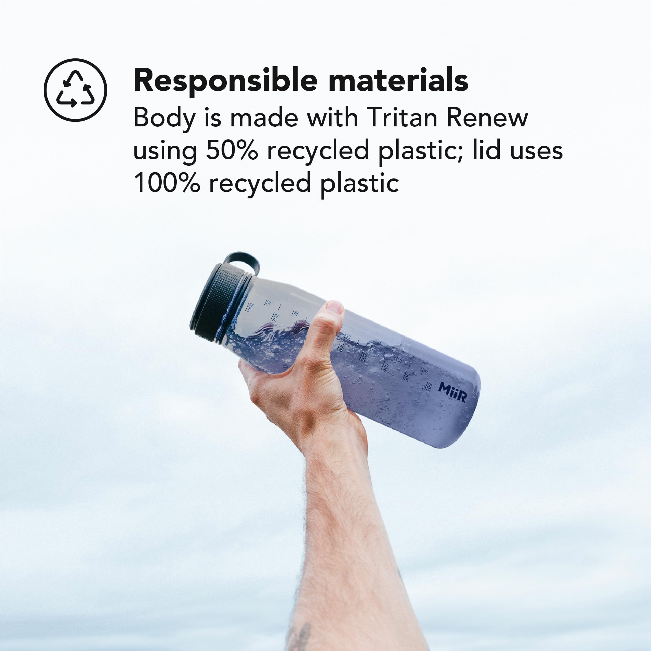 Miir Everywhere Bottle 33Oz - Lightweight And Durable Recycled Plastic Water Bottle, Dishwasher