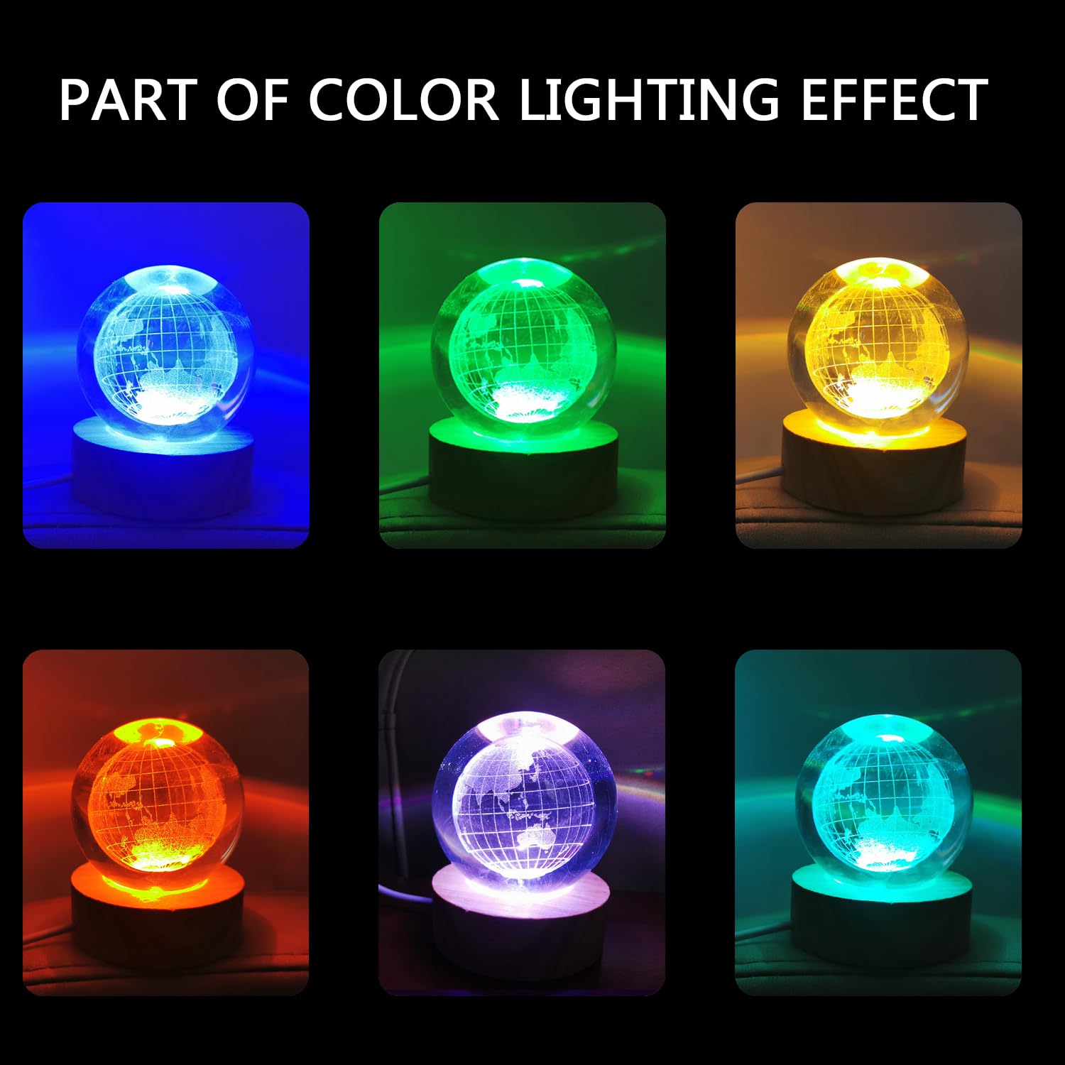 Zabalar Color Changing Table Lamp With Remote,3D Crystal Earth Ball Light With Colorful Led Light Base,Valentine'S Day ,Unique For Kids,Girlfriend,Mother And Friends