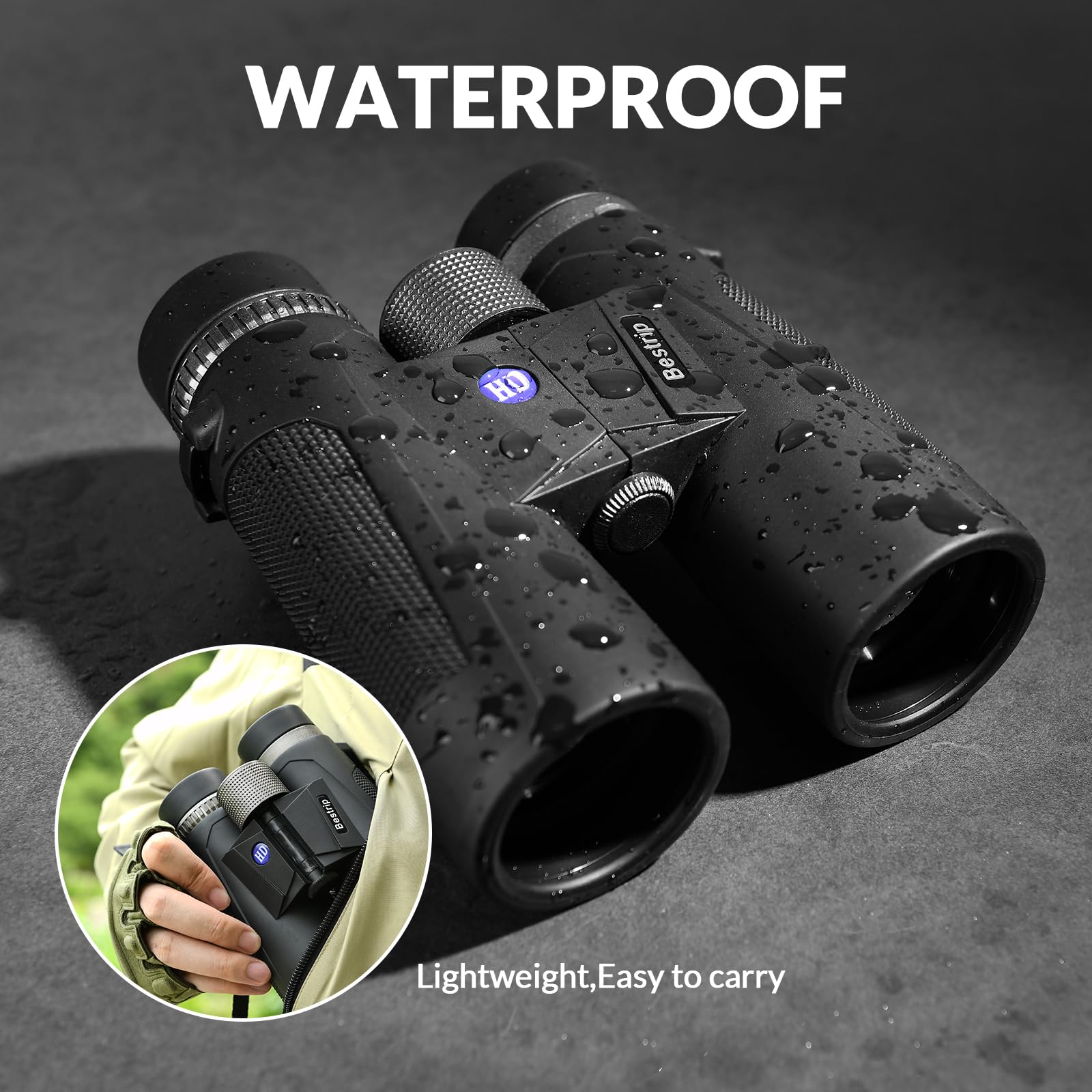 Bestrip 12X42 Binoculars For Adults With Tripod, Compact Waterproof Binoculars For Bird Watching Outdoors Hunting  For Men