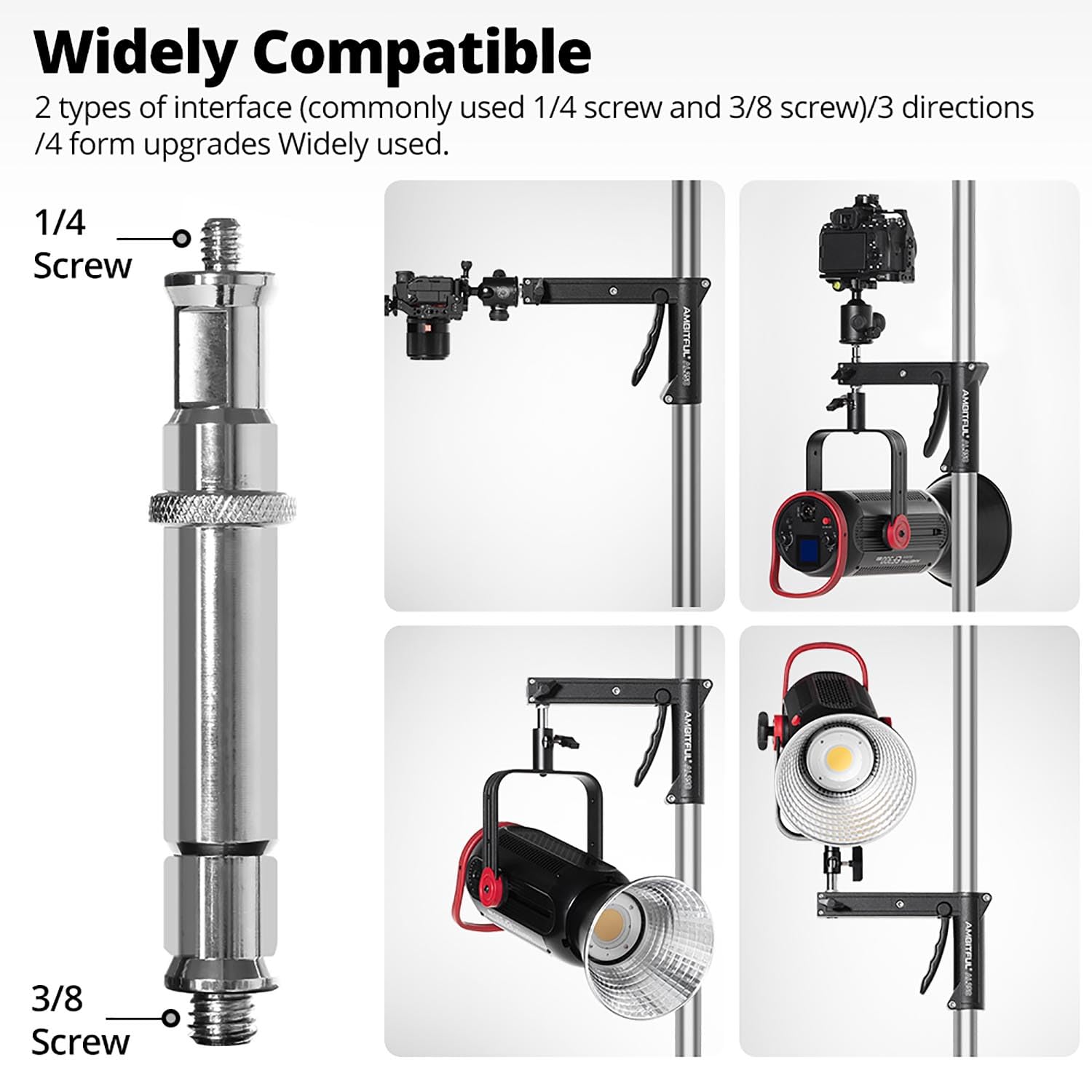 Ambitful Al250 Steel Wheeled Mobile Heavy Duty Light Stand For Photography W/Sliding Grip Arm & Chrome-Plated Column Stand, Maxsuitable For Studio Camera, Monolight, Softbox, Umbrella