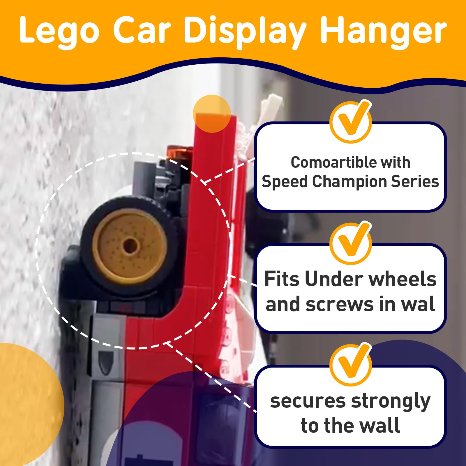 Standwme 12 Pcs Car Wall Mount Vertical Car Display Wall Mount Compatible With Speed Champion Series Car Models Showcase Your Collection With Sturdy Wall Mount Ideal For Car Enthusiasts, Black