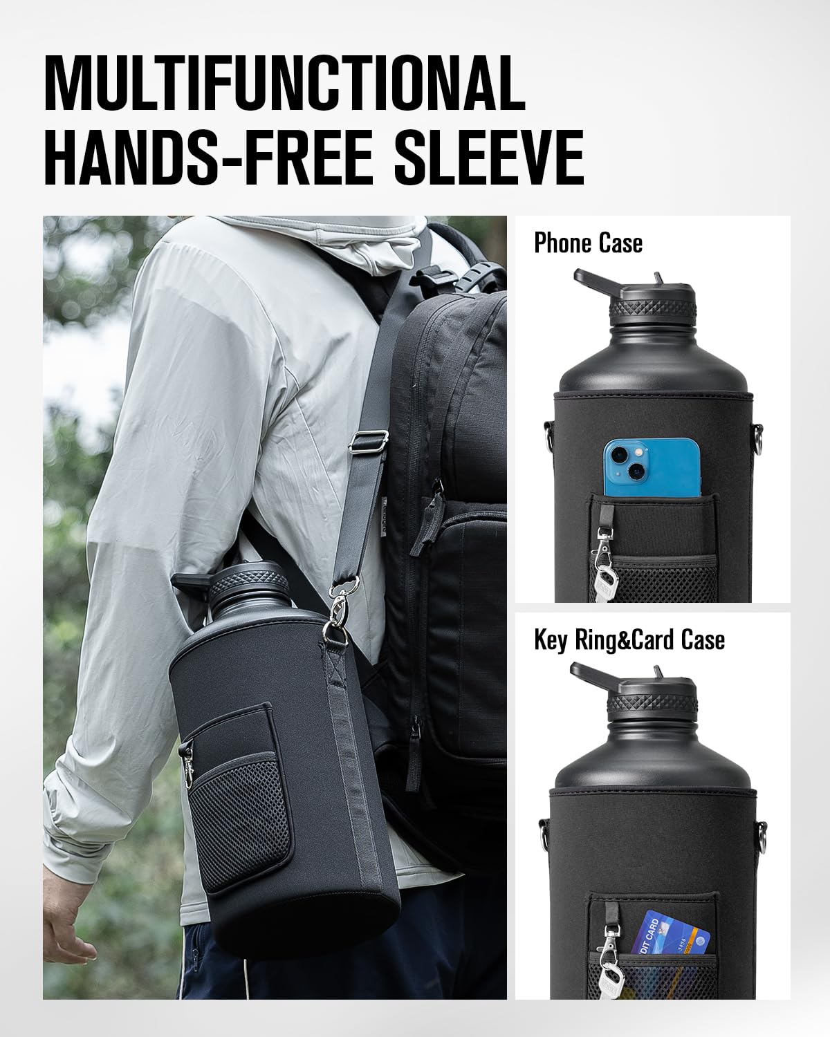 Coolplus Gallon Water Bottle Insulated With Straw, Water Jug 128 Oz Stainless Steel Double-Walled