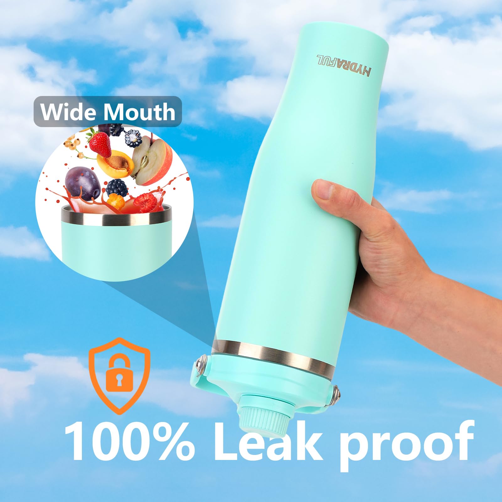 50 Oz Stainless Steel Water Bottle With Spout Lid & Handle, Insulated Large Hydration Bottle