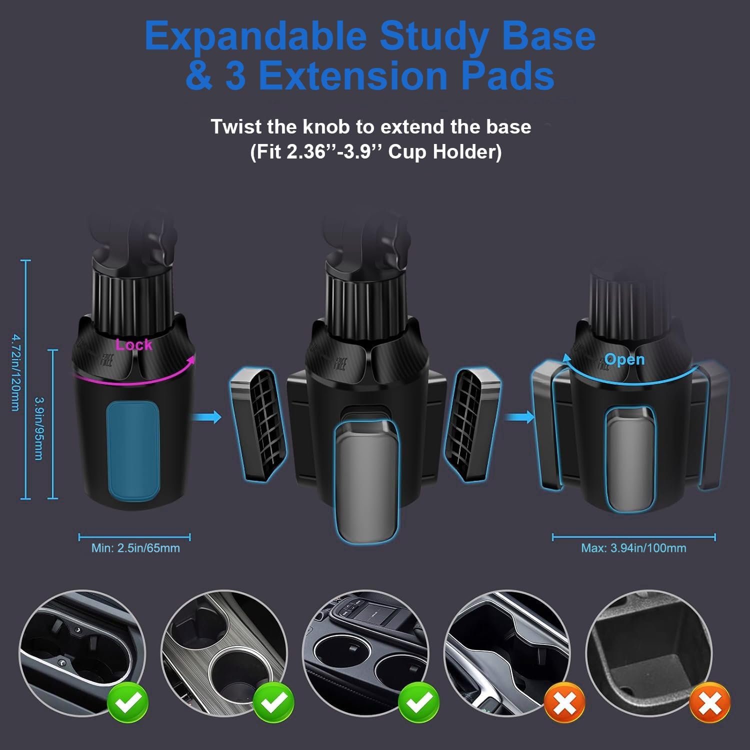 Trixcoin 2-In-1 Wireless Car Cup Holder Phone Charger: 15W Fast Charging Auto Clamping Air Vent Car Mount Charger 13Inch Adjustable Long Neck Phone Holder Cradle For Car, Universal For Iphone Samsung