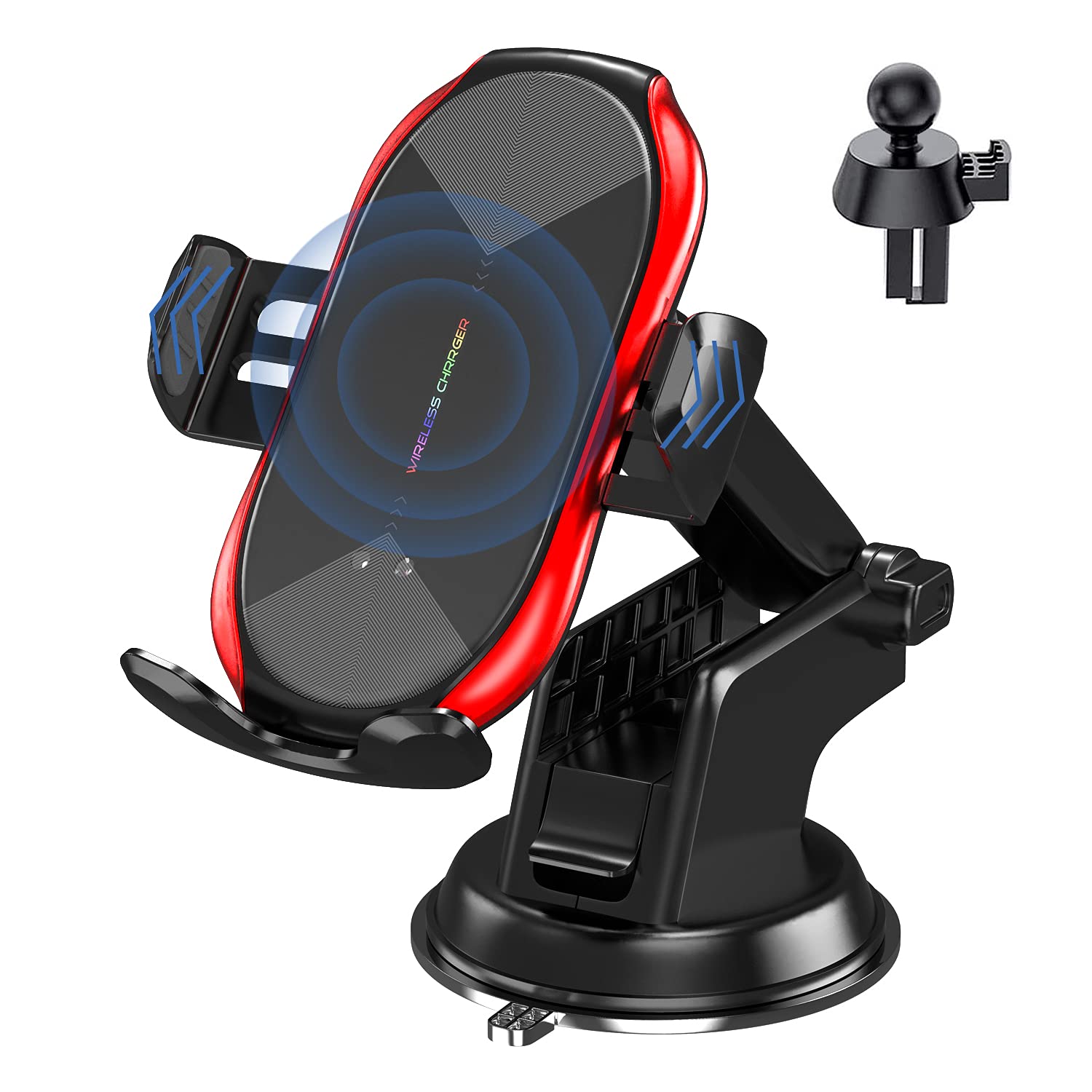 Yitumu Wireless Car Charger Mount, 15W Qi Fast Charging Auto-Clamping Phone Holder, Vent/Mount Compatible With Iphone 13/12/11/X/8, Samsung S20/S10/Note20/Note10