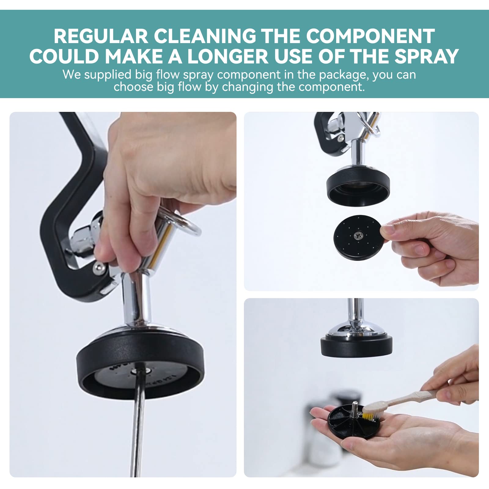 Iviga Pre Rinse Sprayer With Black 7/8"-20Unef Handle Grip Assembly, 1.42 Gpm High Pressure Pull Down Spray Head, Handheld Dish Sprayer Nozzle Replacement Part For Commercial Restaurant Kitchen Sink Faucet