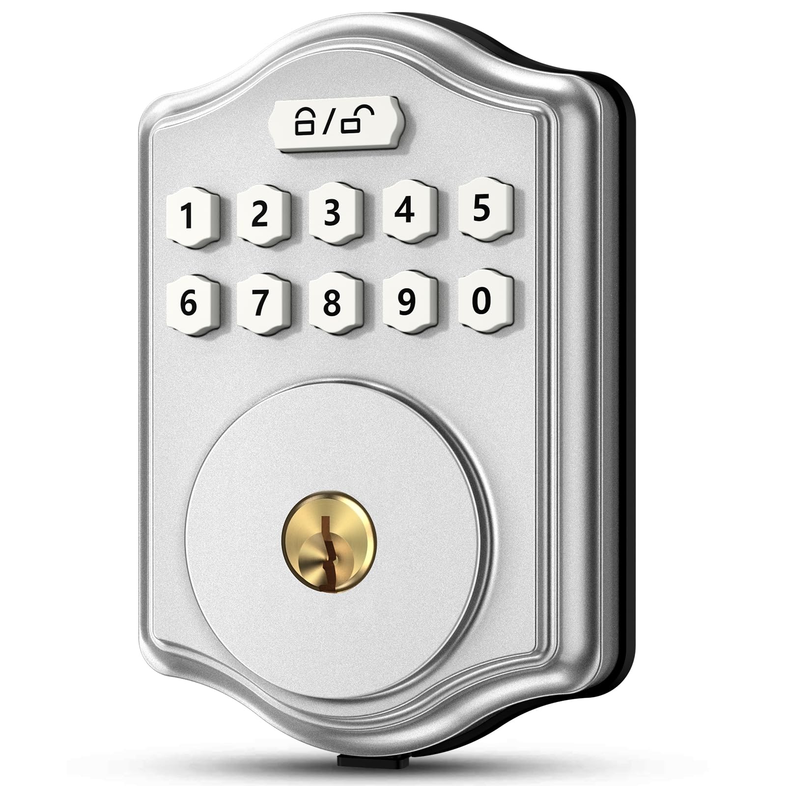 52Hz Keyless Entry Door Lock With Code, Electronic Keypad Deadbolt With 2 Keys, Smart Door Locks For Front Door, Voice Guidance, Anti-Peeping Password, Auto Lock, Easy To Install, Silver