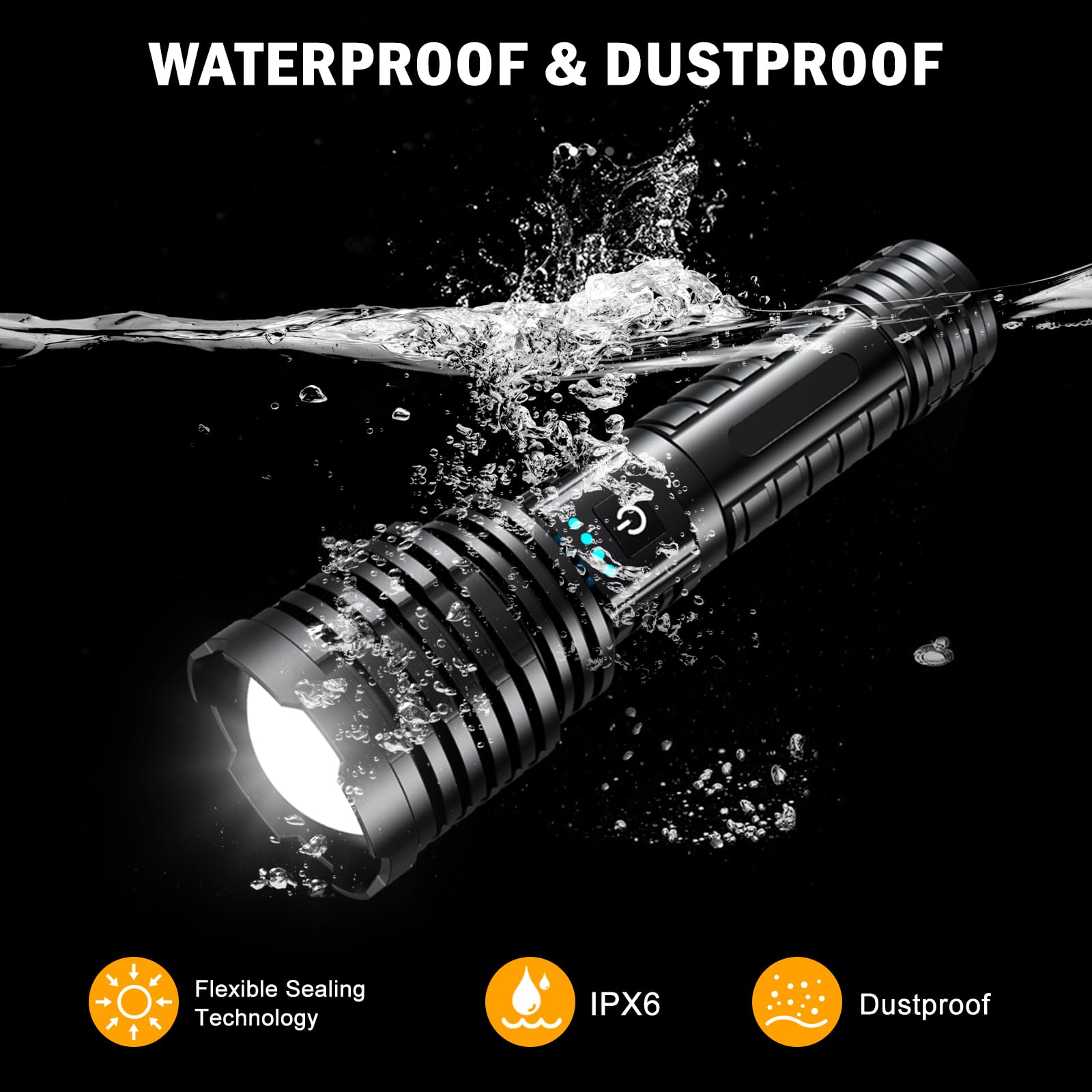 Weoxi Rechargeable Flashlights 2400000 High Lumens,Super Bright Led Flashlight For Home Emergency, Waterproof Handheld Flashlights With Pouch, 5000Mah Battery, Spotlight And Floodlight Function
