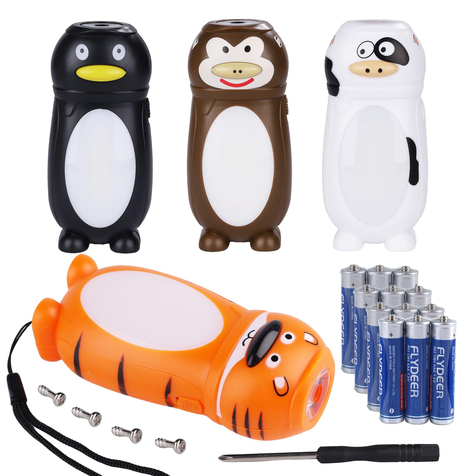 Kunhe 4 Pack Animal Flashlights Stocking Stuffers Kids Small Mini Led Flashlight Camping Essentials For Kids Toddlers Lantern Cute Flashlight Christmas For Girls Boys